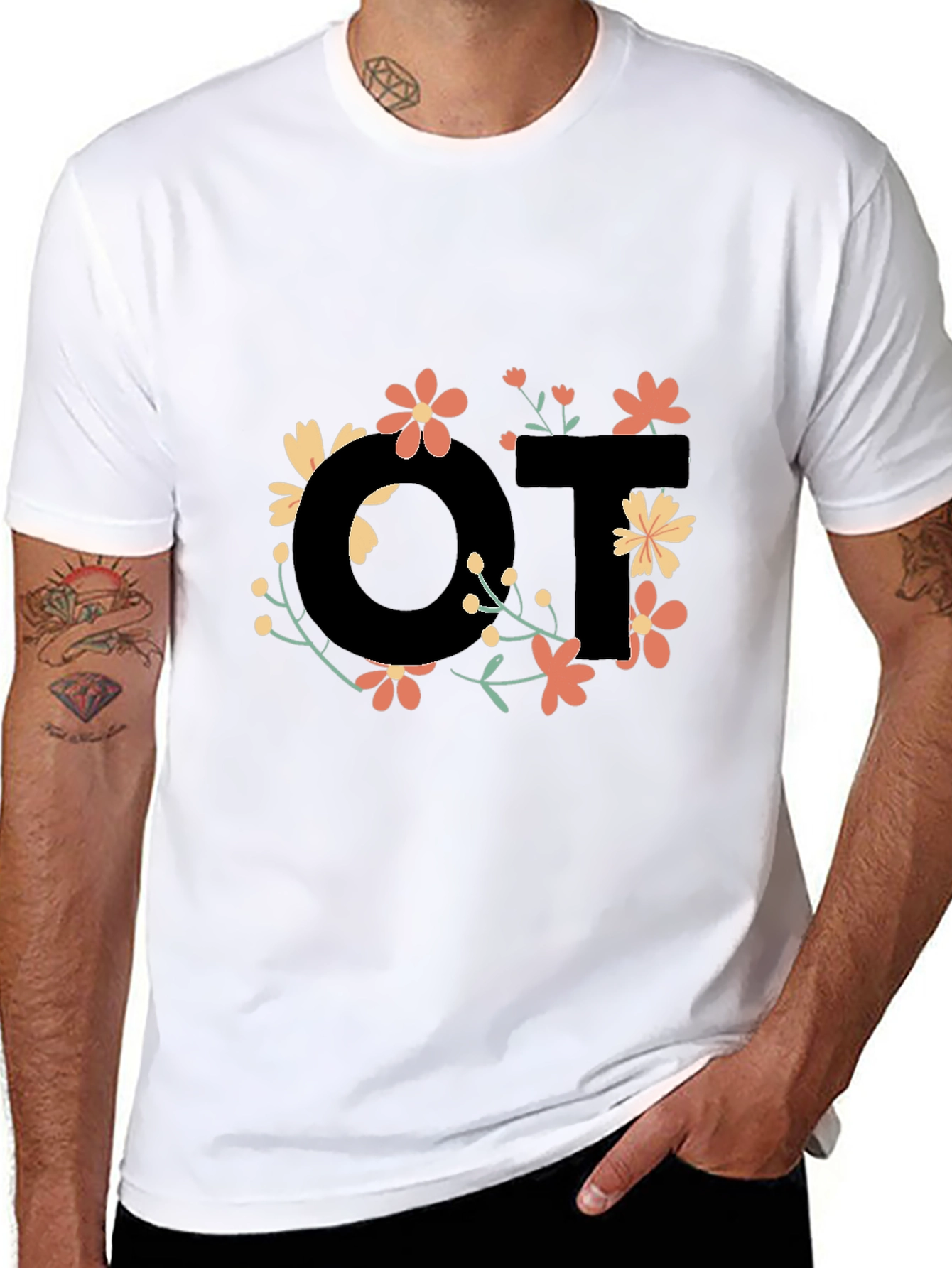 Floral OT Black T-Shirt