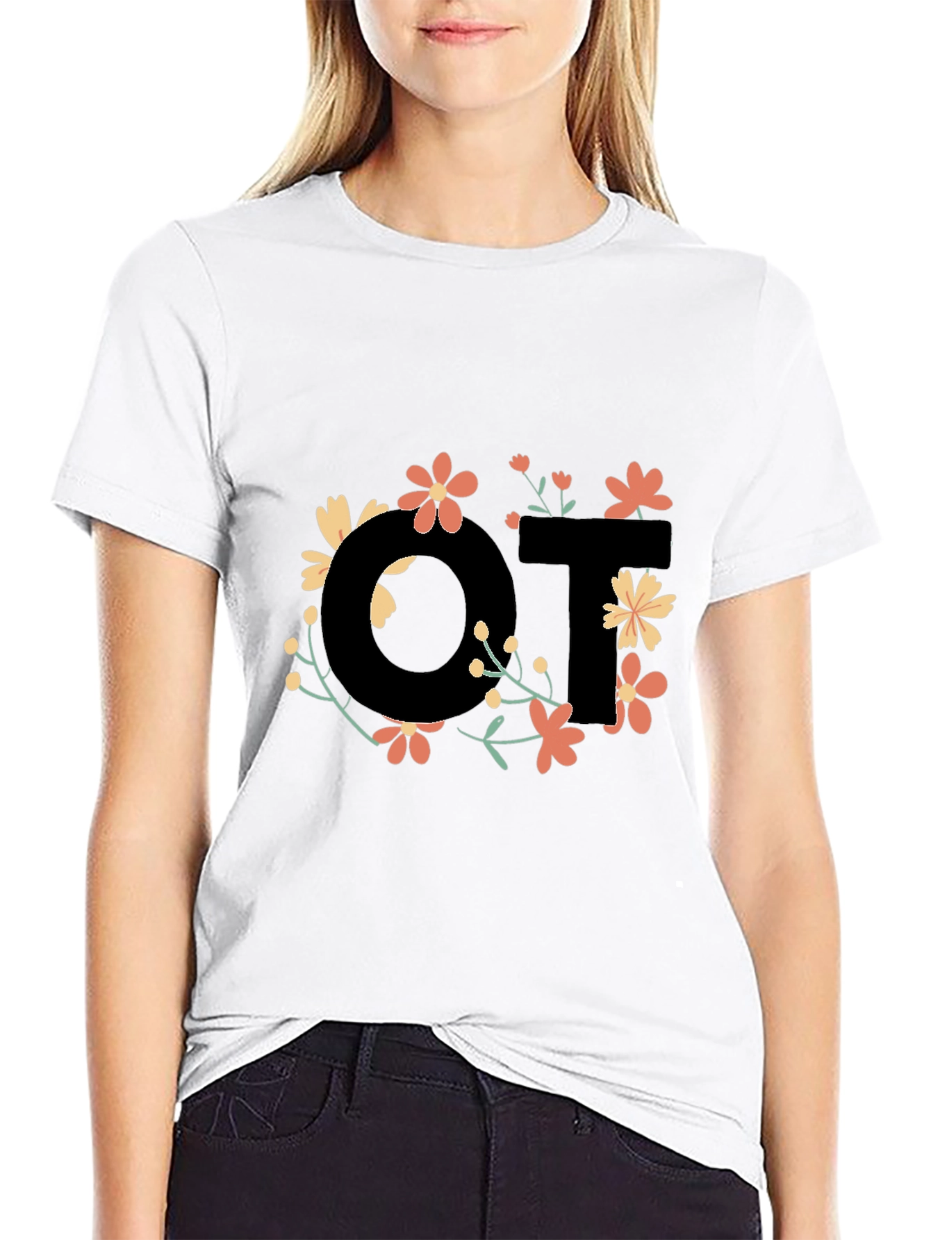 Floral OT Black T-Shirt