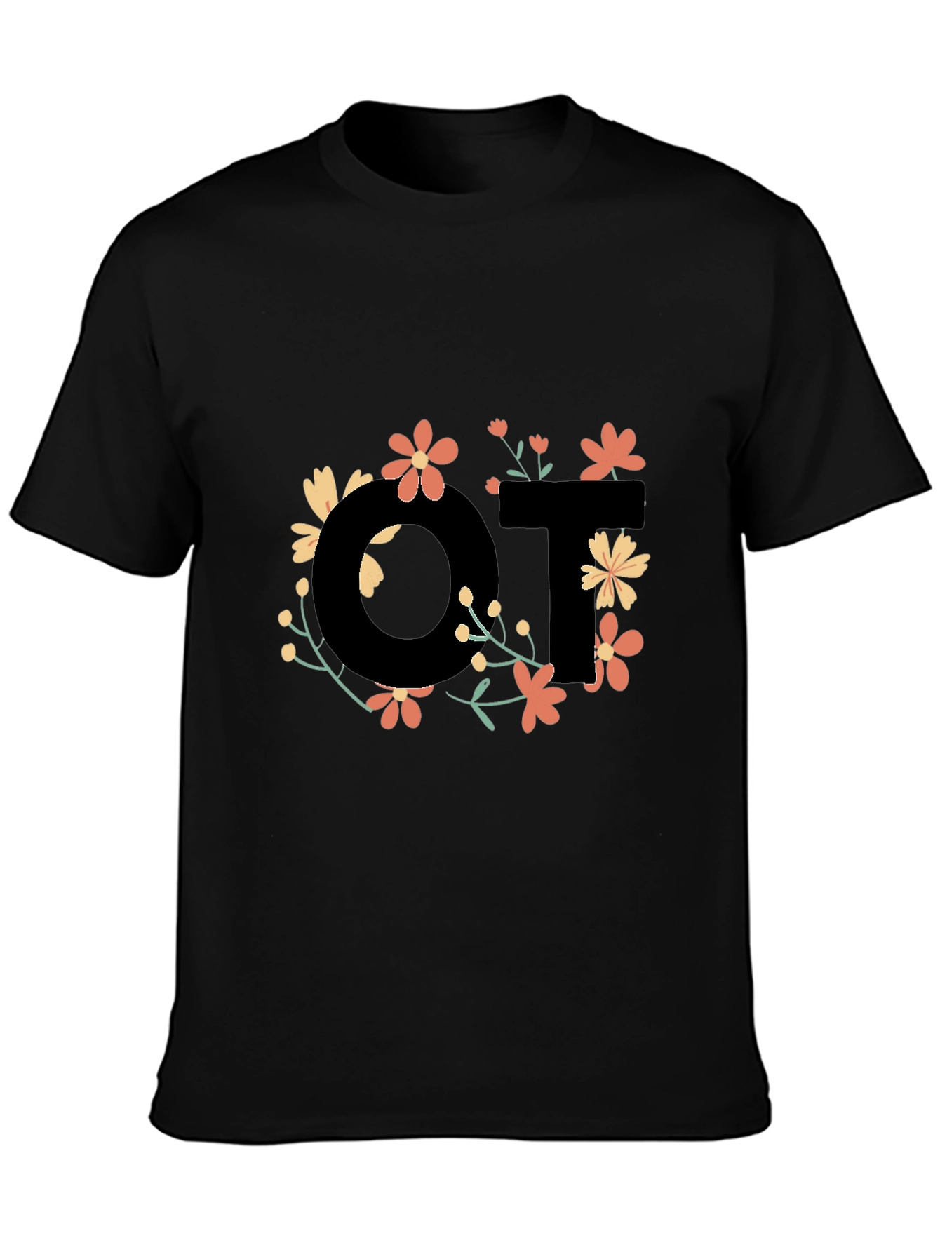 Floral OT Black T-Shirt