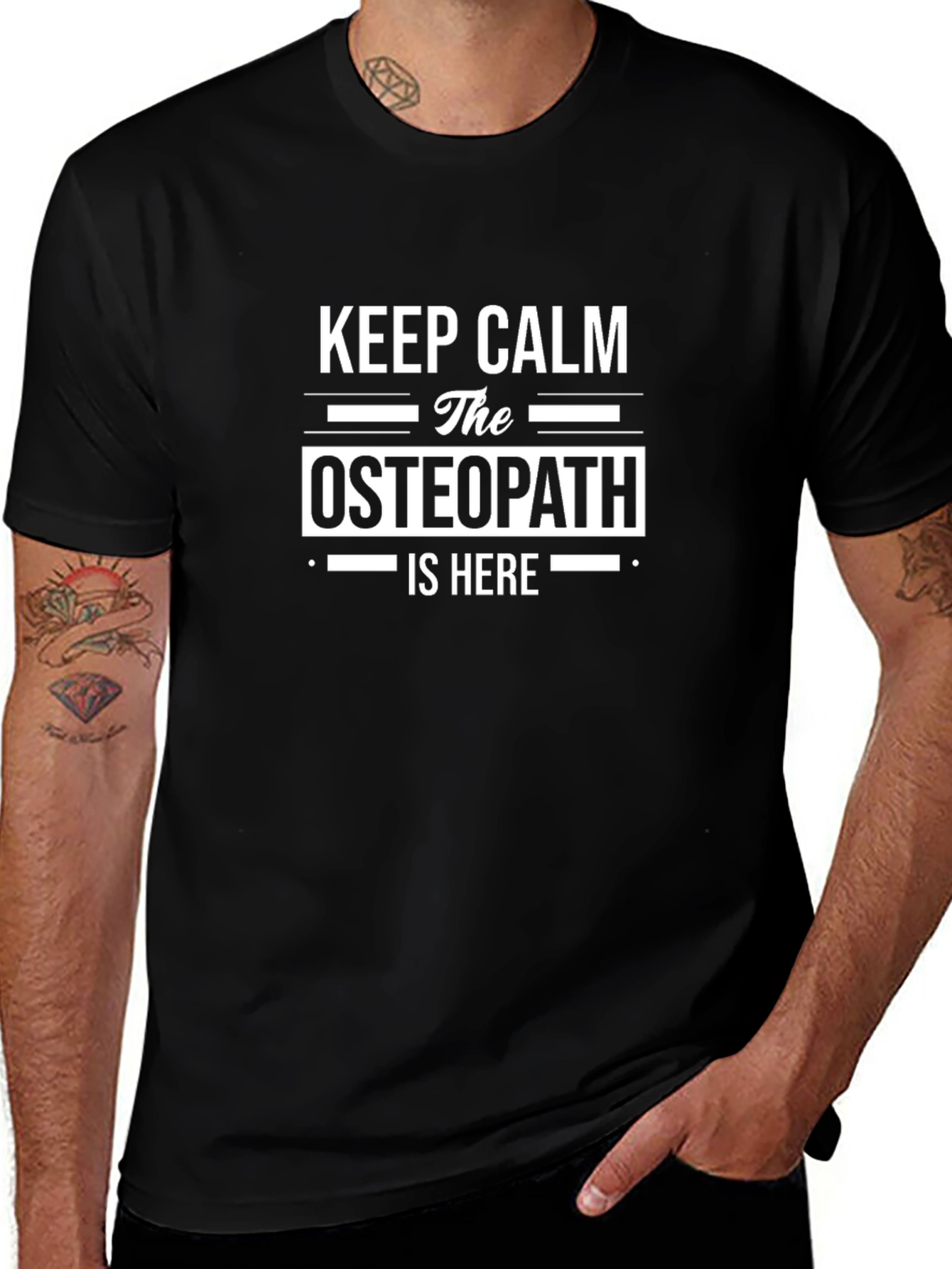 Keep Calm The Osteopath Is Here Black T-Shirt