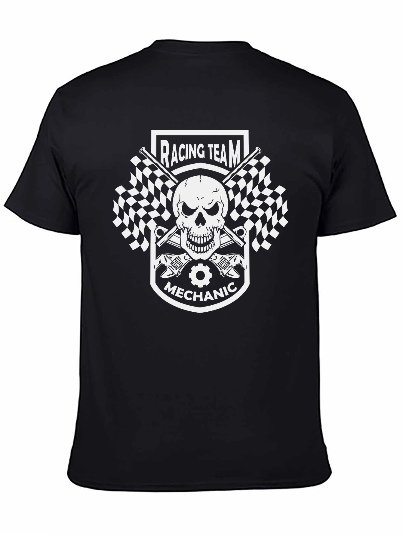 Racing Team Mechanic Graphic Tee - Black Cotton T-Shirt