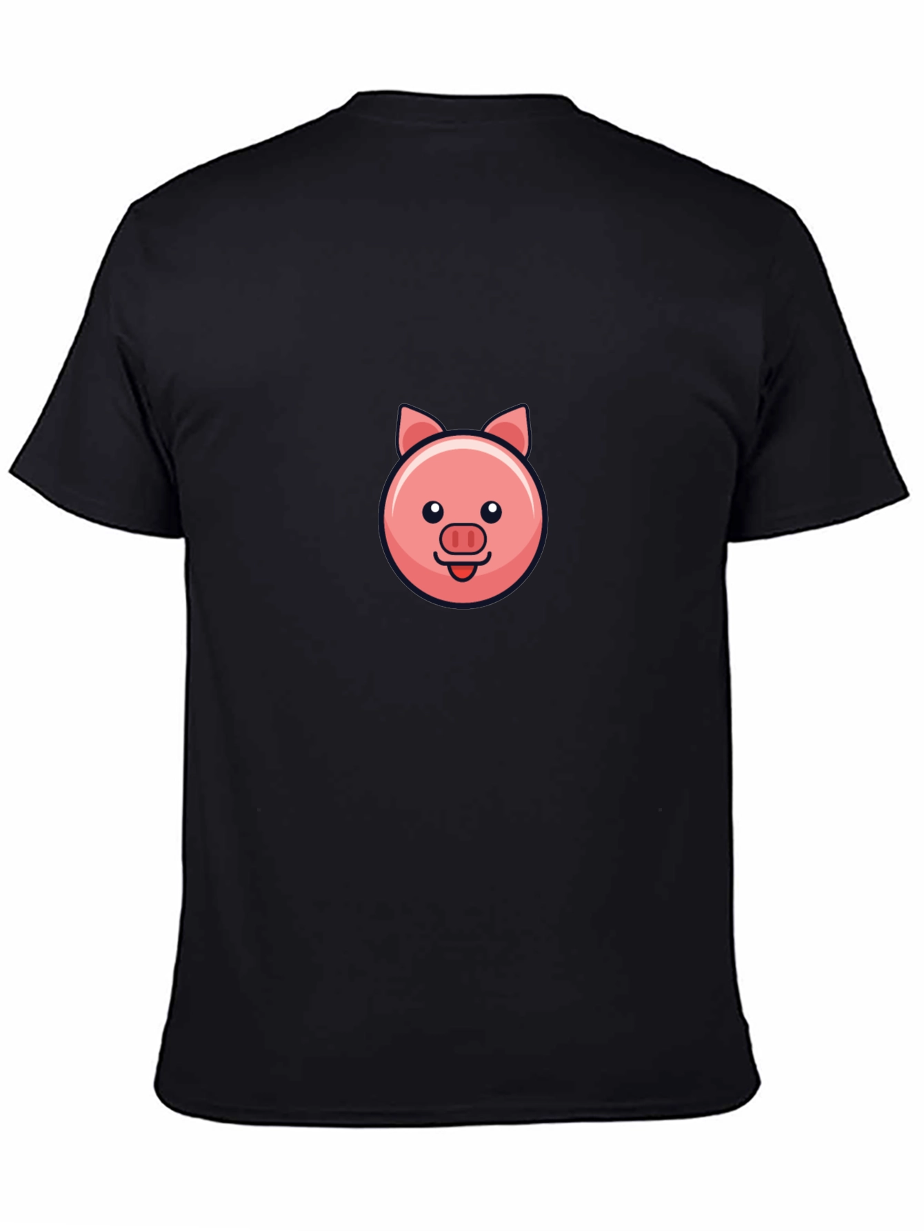 Cute Pig Face Black T-Shirt