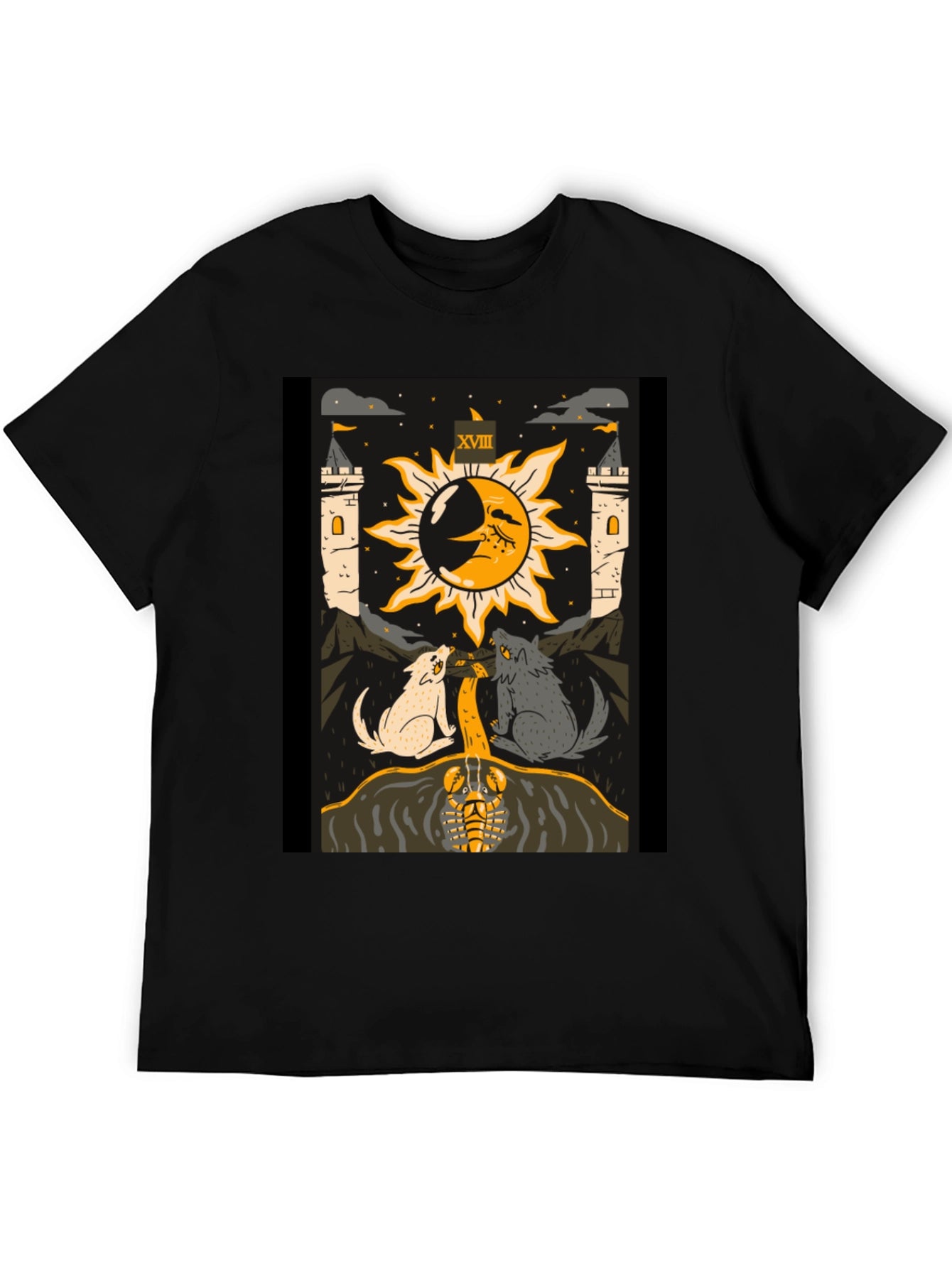 Moon Tarot Card Black T-Shirt
