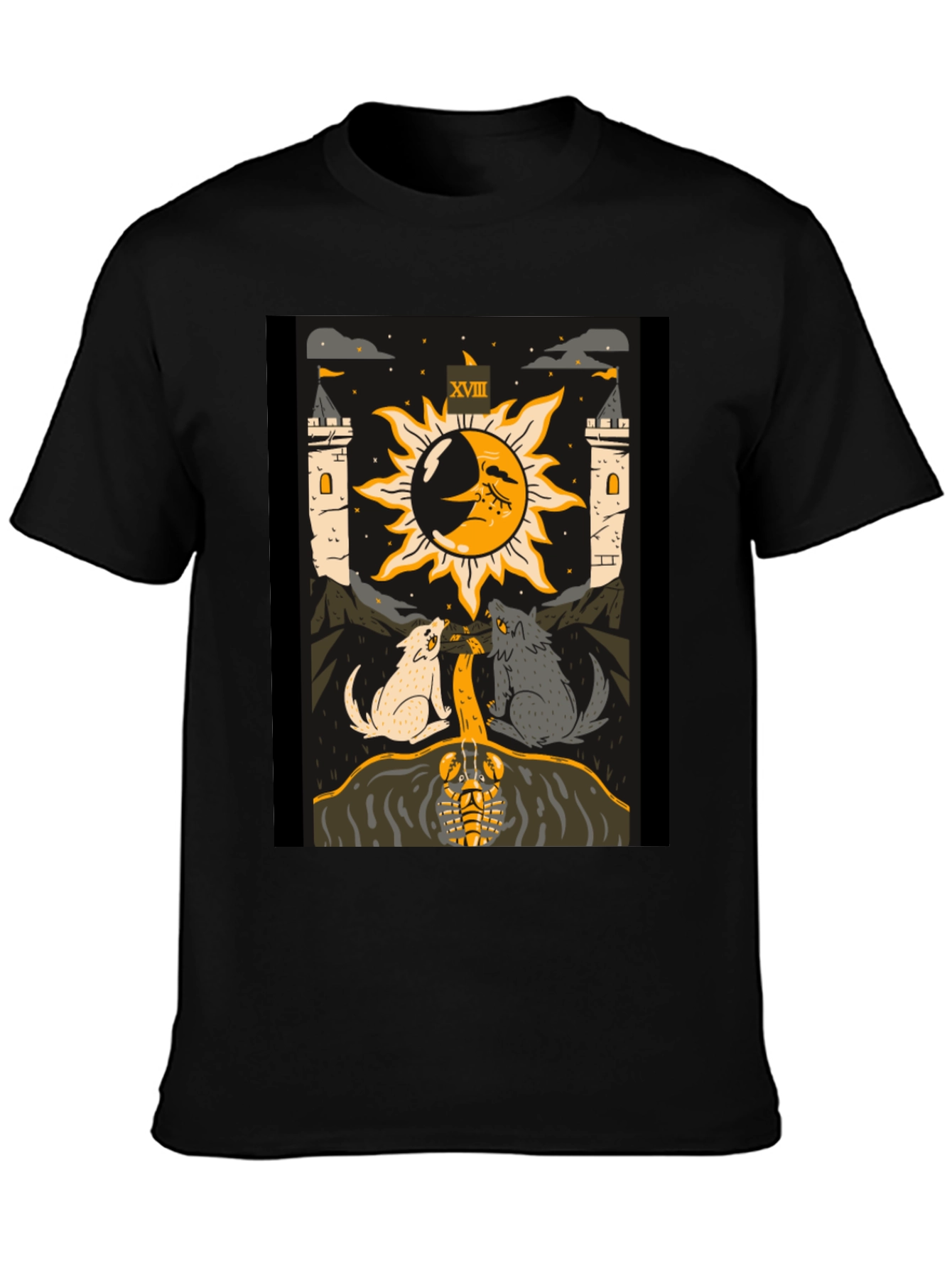 Moon Tarot Card Black T-Shirt