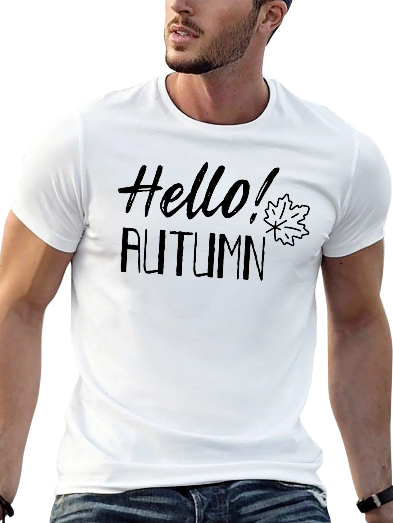 Hello Autumn Black Graphic T-Shirt
