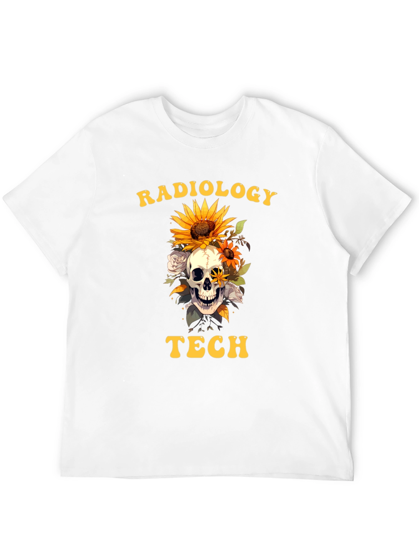 Radiology Tech Skull & Flowers Graphic Tee