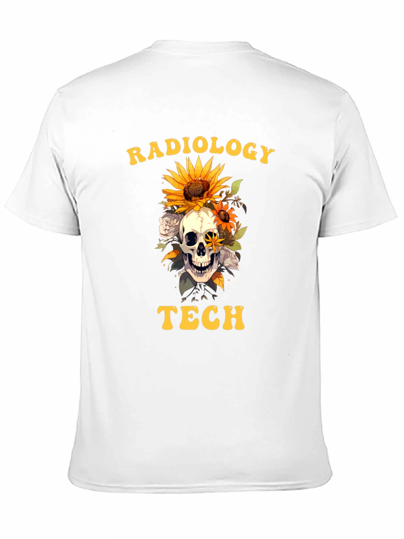 Radiology Tech Skull & Flowers Graphic Tee