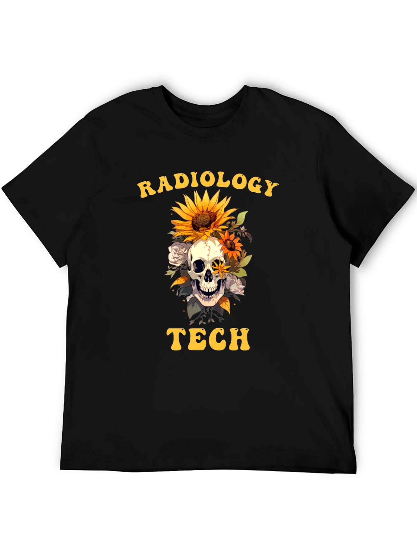 Radiology Tech Skull & Flowers Graphic Tee