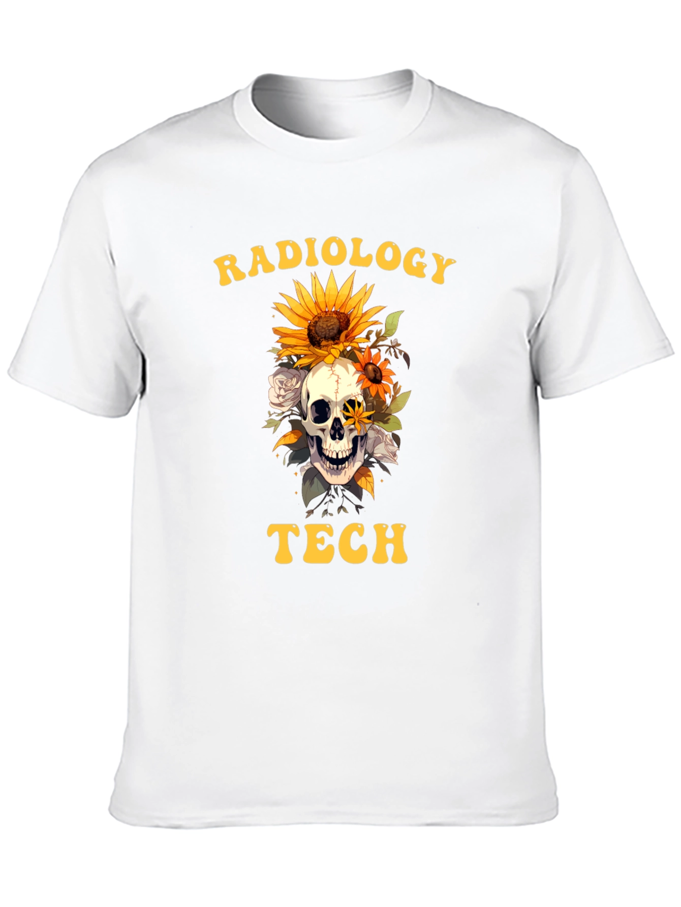 Radiology Tech Skull & Flowers Graphic Tee