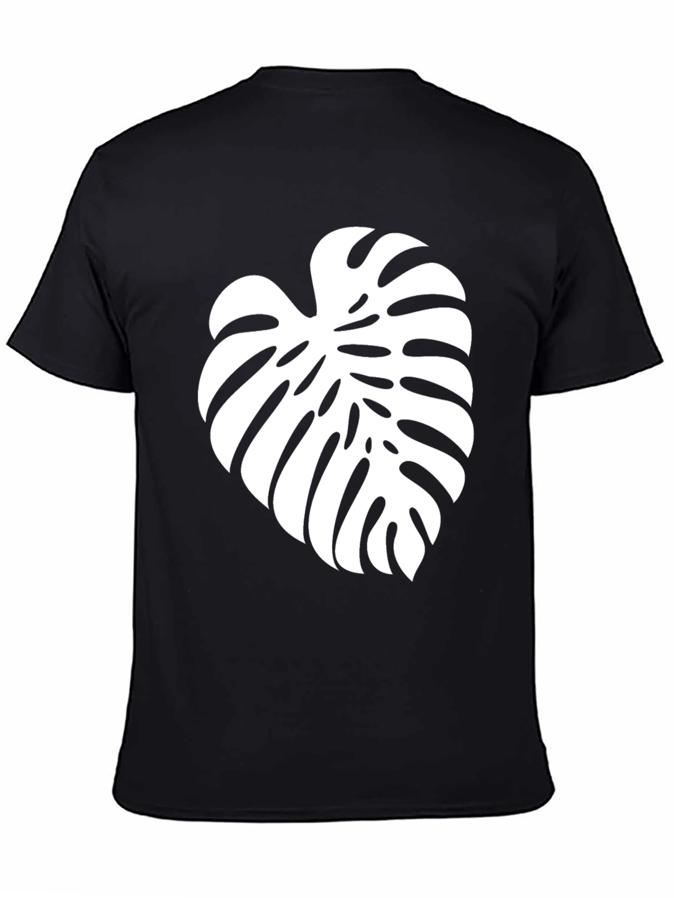 Tropical Leaf T-Shirt - Black Cotton Blend