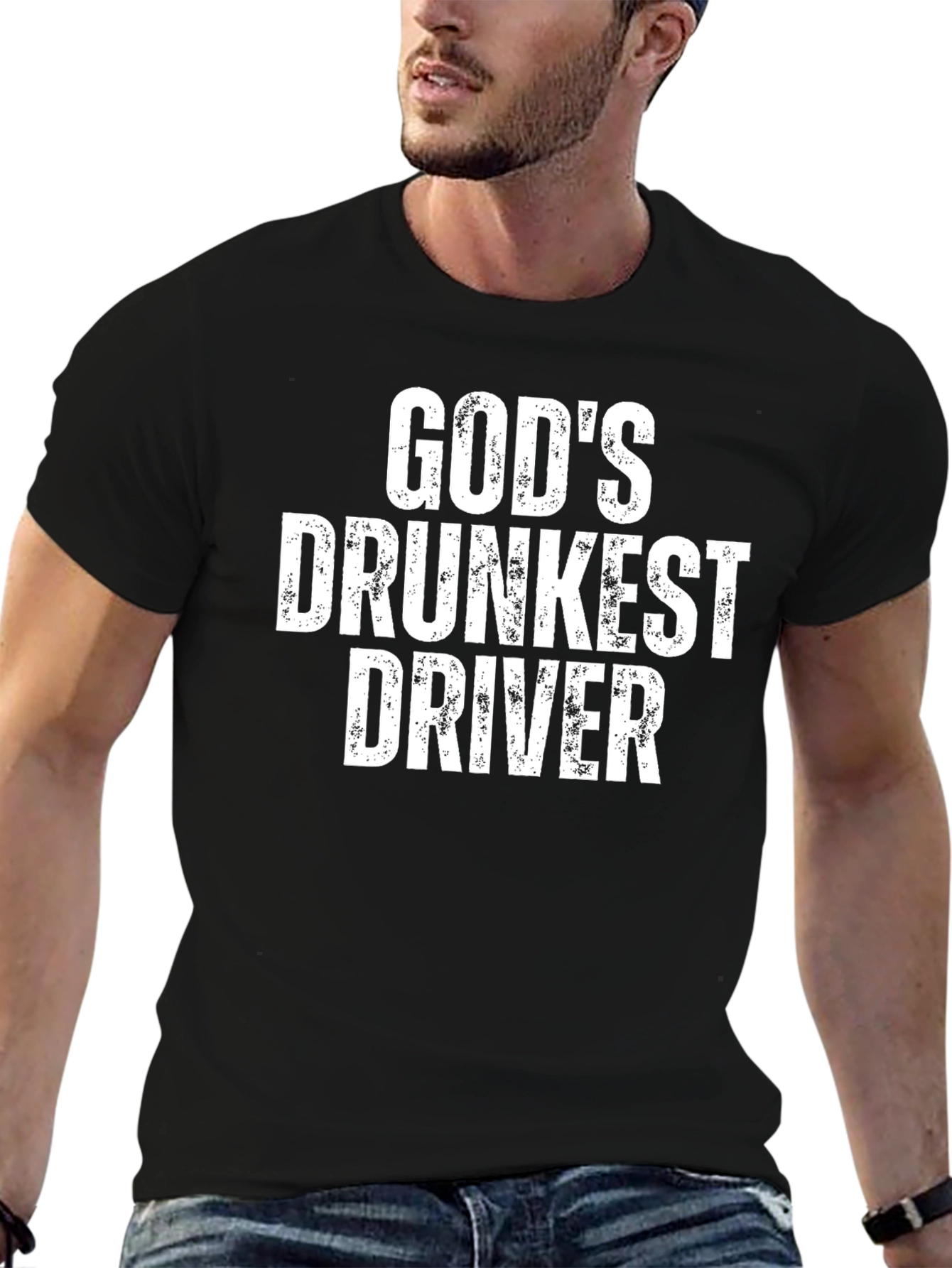 Gods Drunkest Driver Graphic T-Shirt - Black