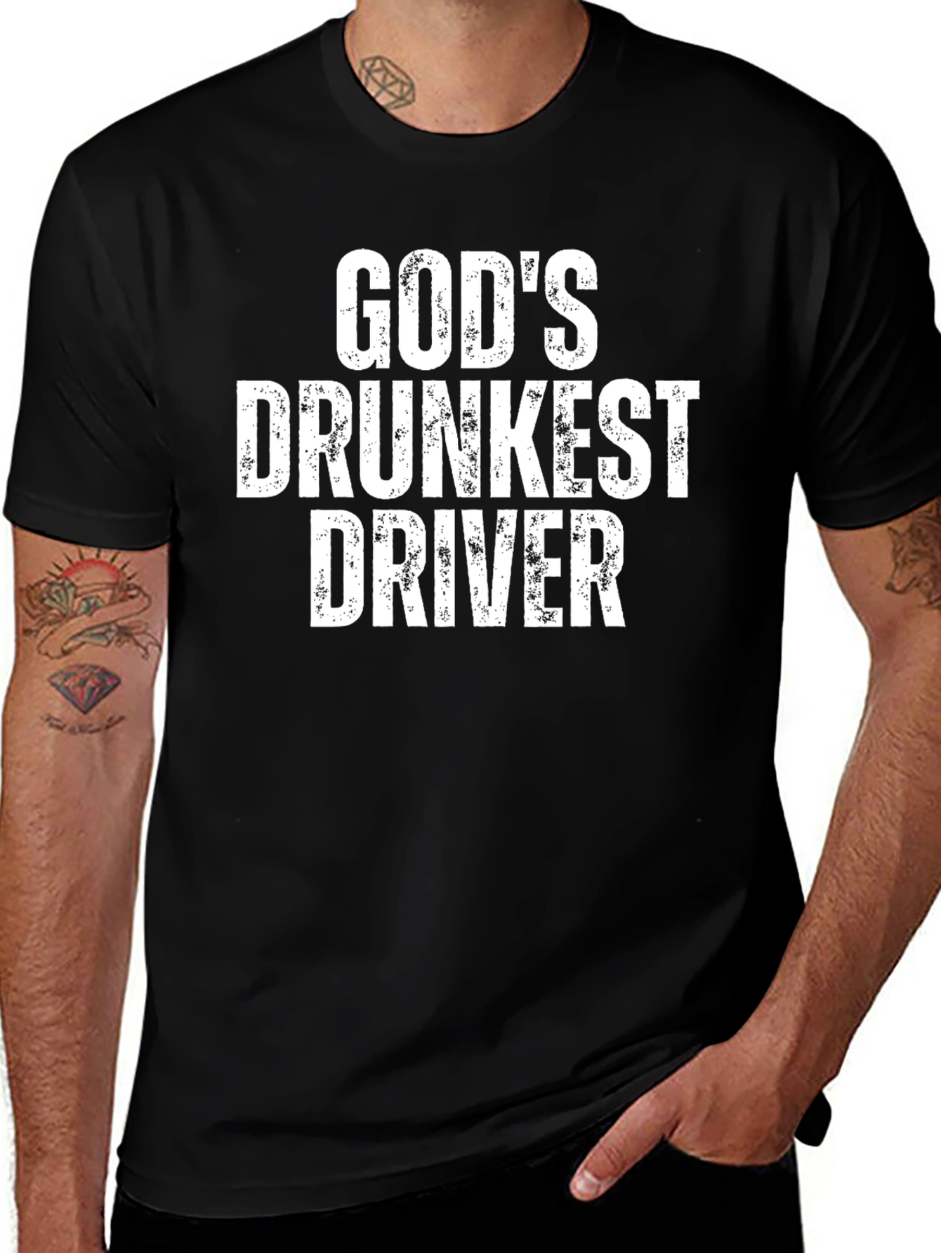 Gods Drunkest Driver Graphic T-Shirt - Black
