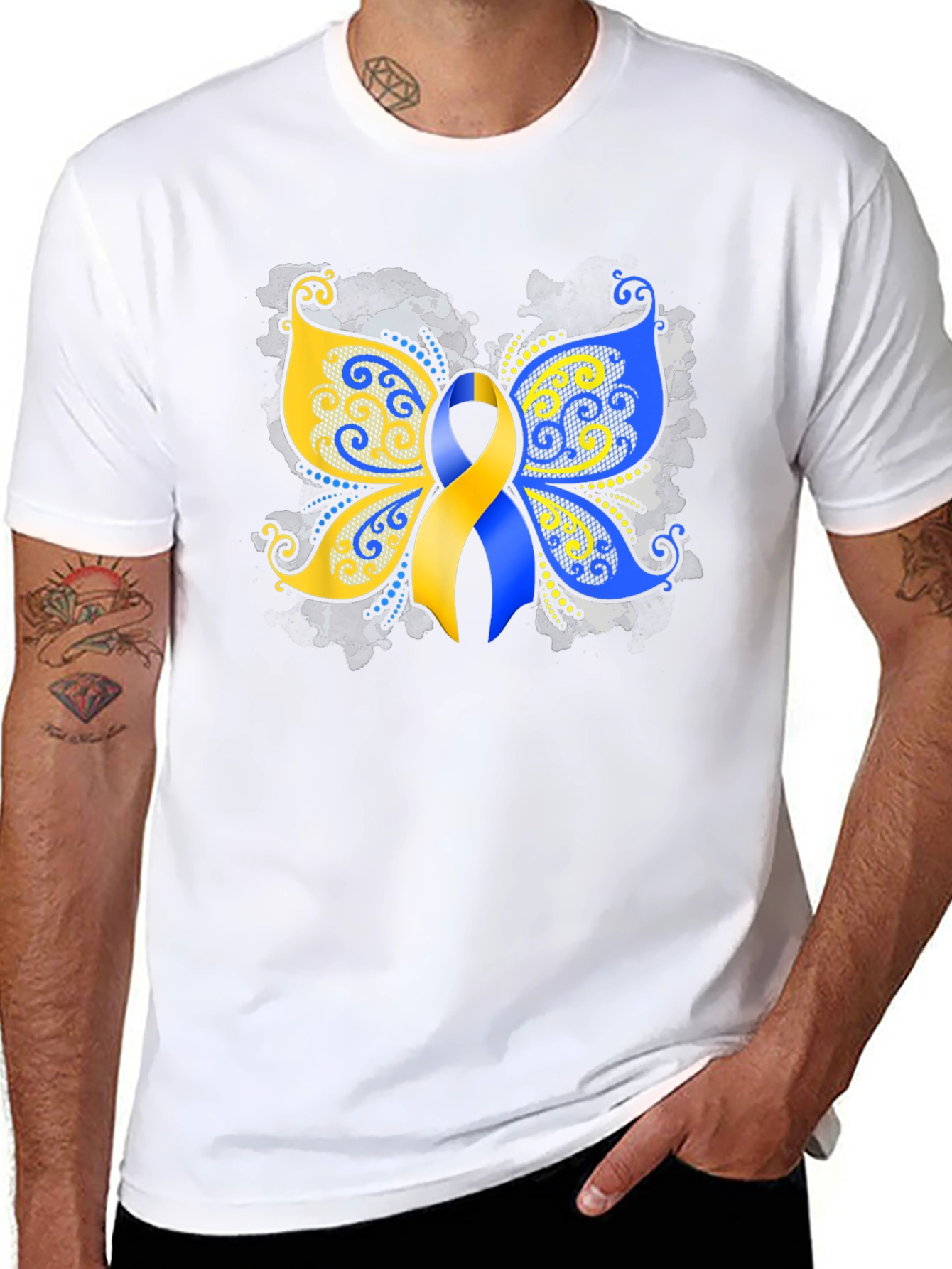 Down Syndrome Awareness Butterfly Ribbon T-Shirt