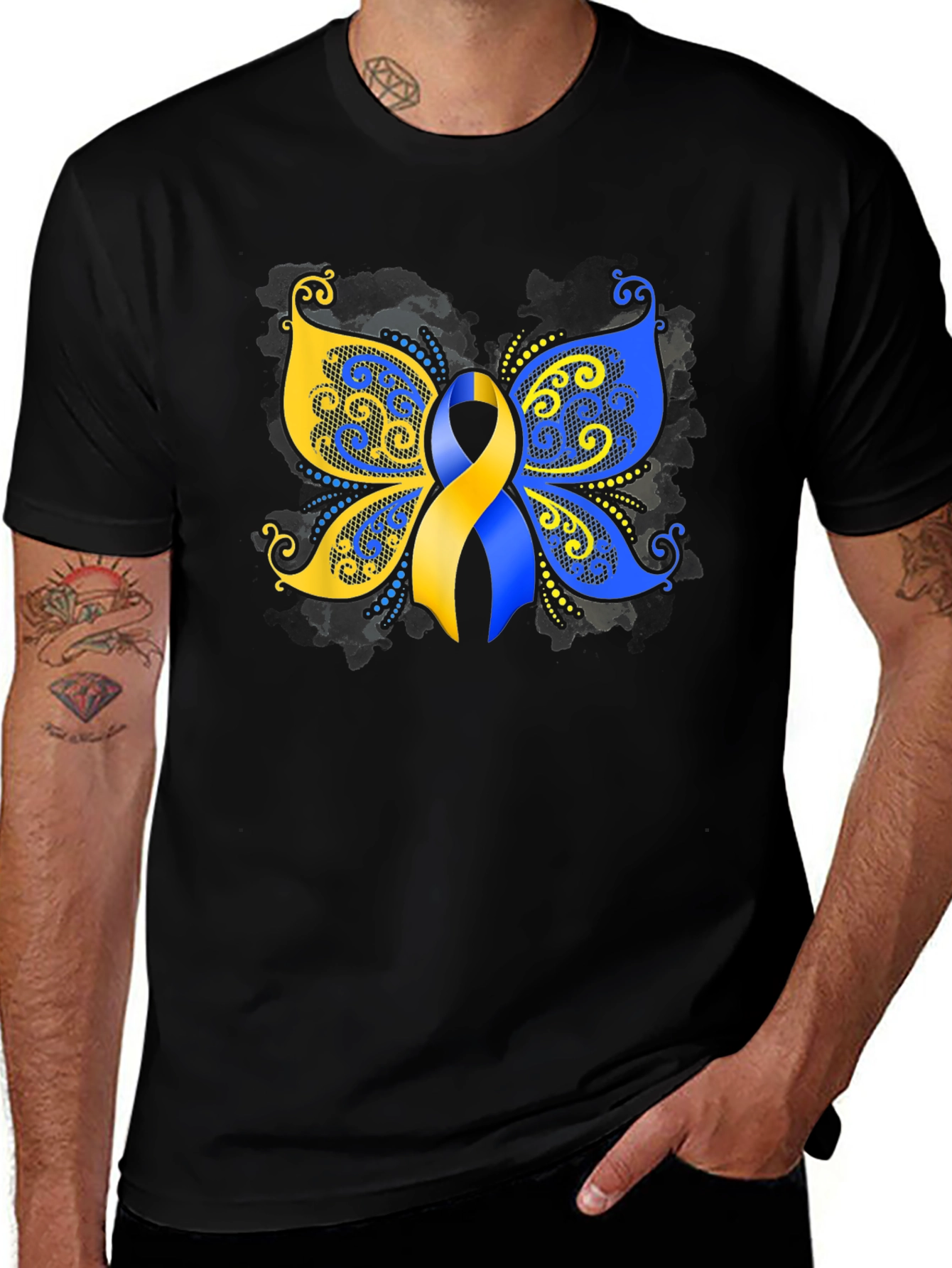 Down Syndrome Awareness Butterfly Ribbon T-Shirt