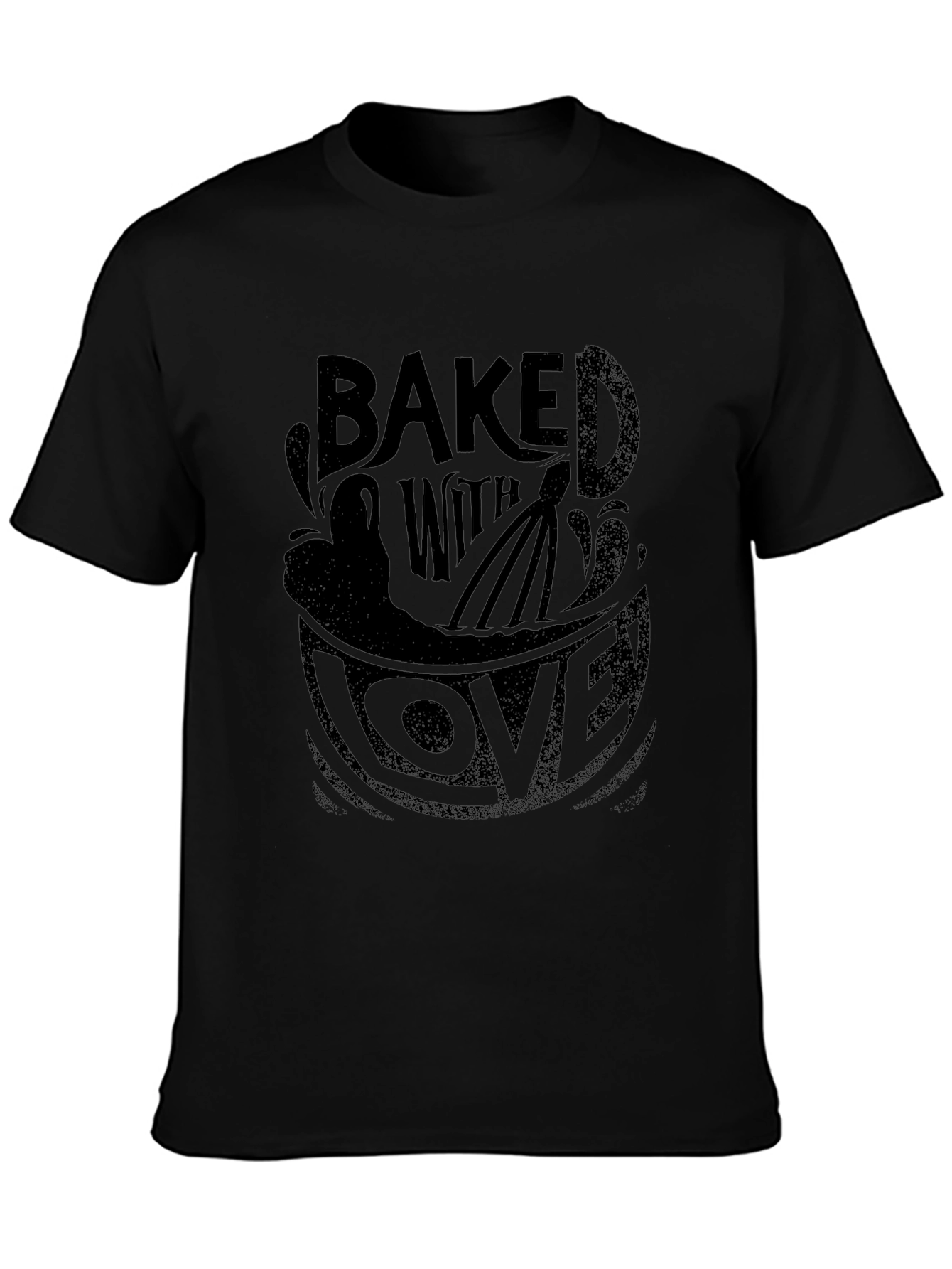 Baked with Love Graphic Print Black T-Shirt