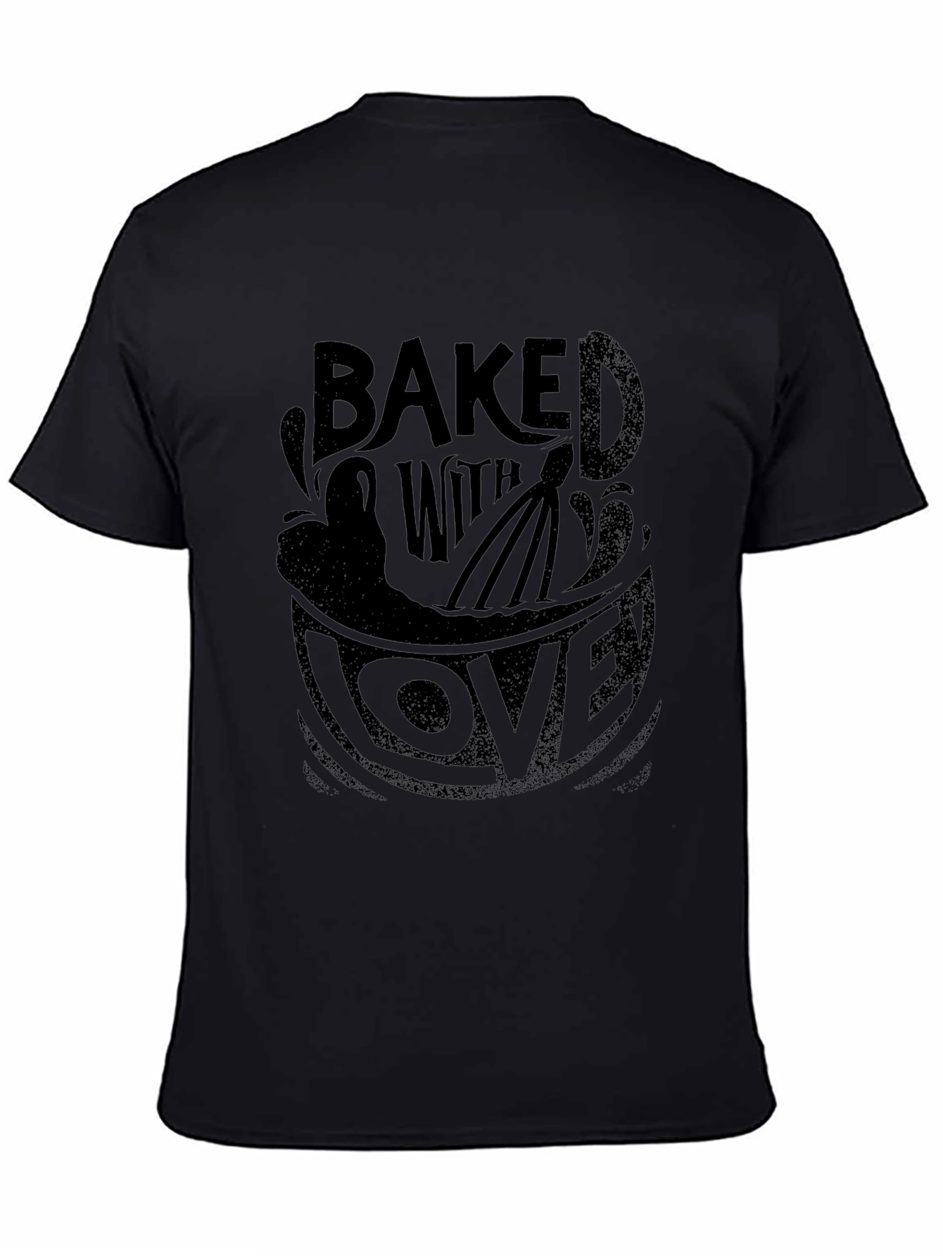 Baked with Love Graphic Print Black T-Shirt