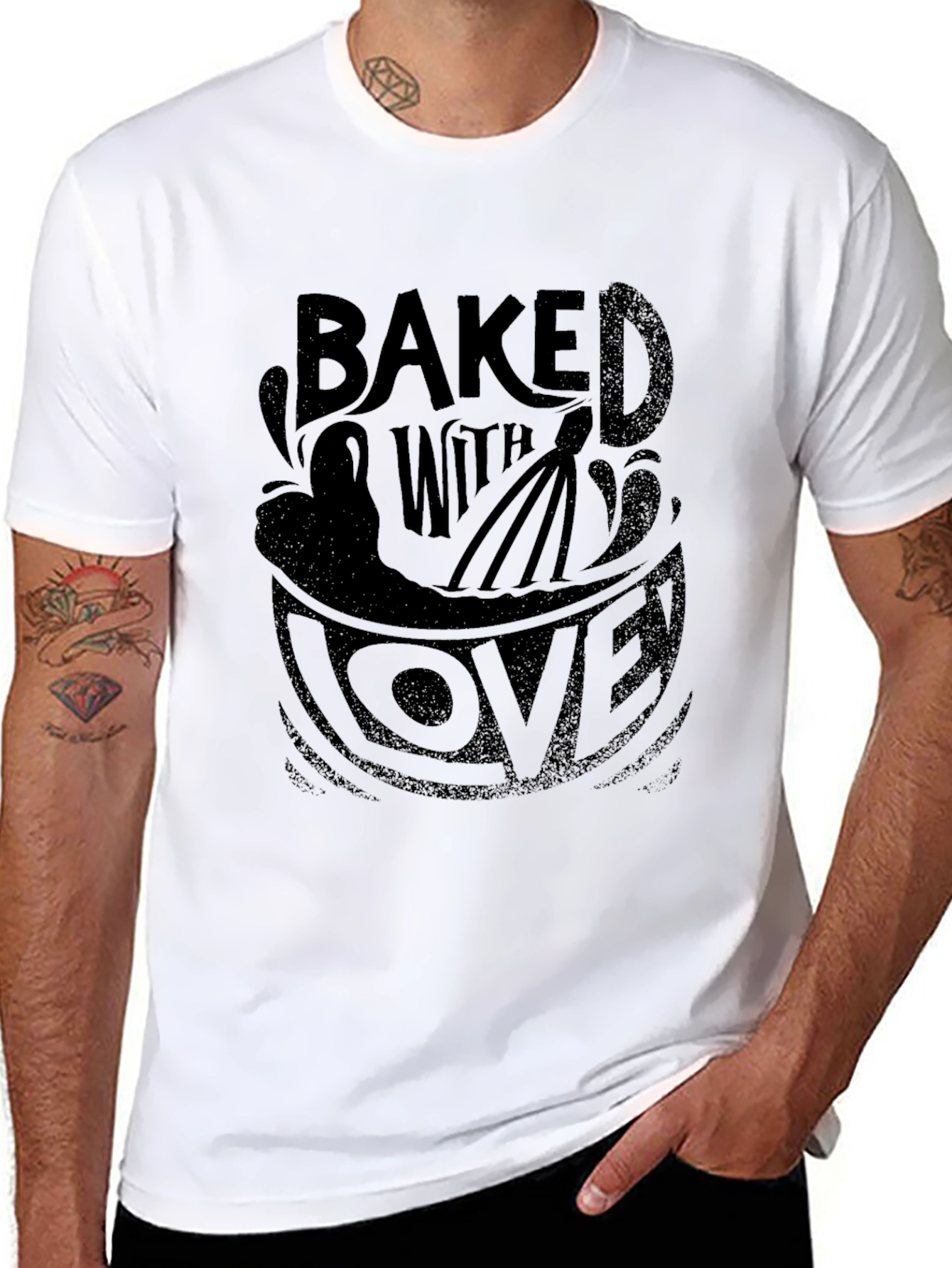 Baked with Love Graphic Print Black T-Shirt