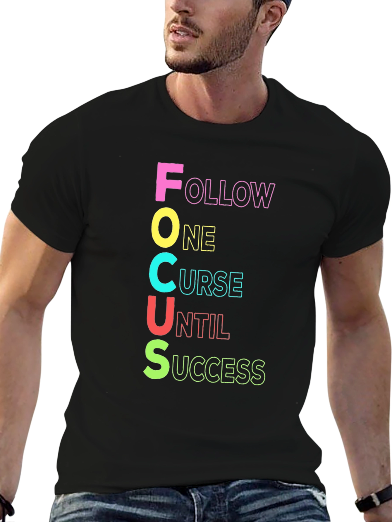 FOCUS Black Graphic Tee - Follow Your Dreams Shirt
