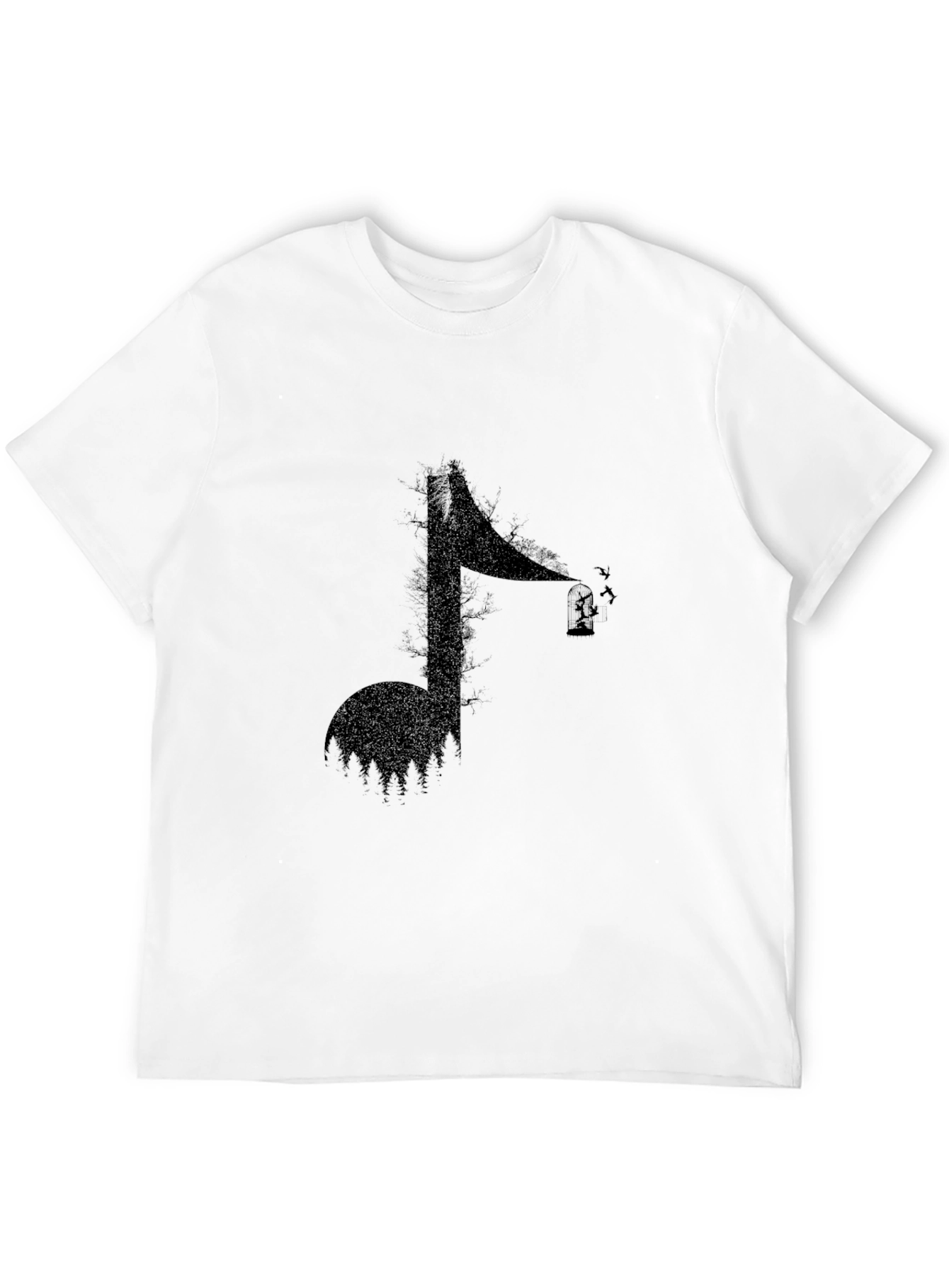 Abstract Music Note Graphic Tee - Black
