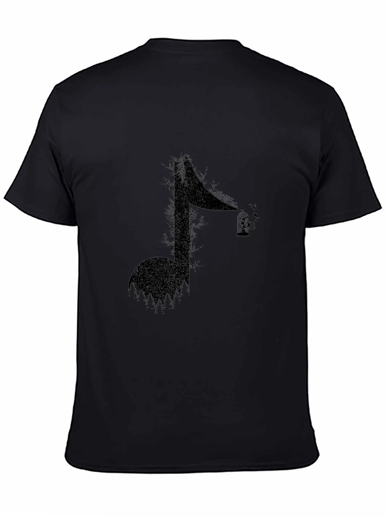 Abstract Music Note Graphic Tee - Black
