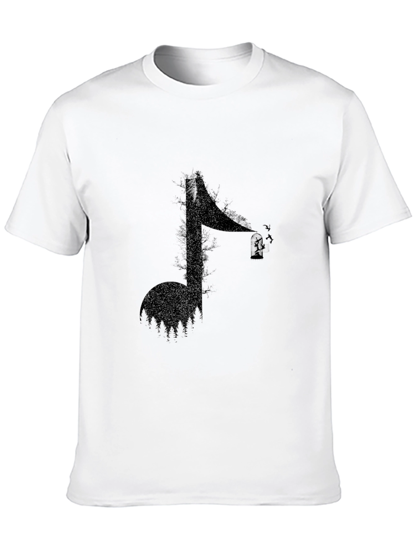 Abstract Music Note Graphic Tee - Black