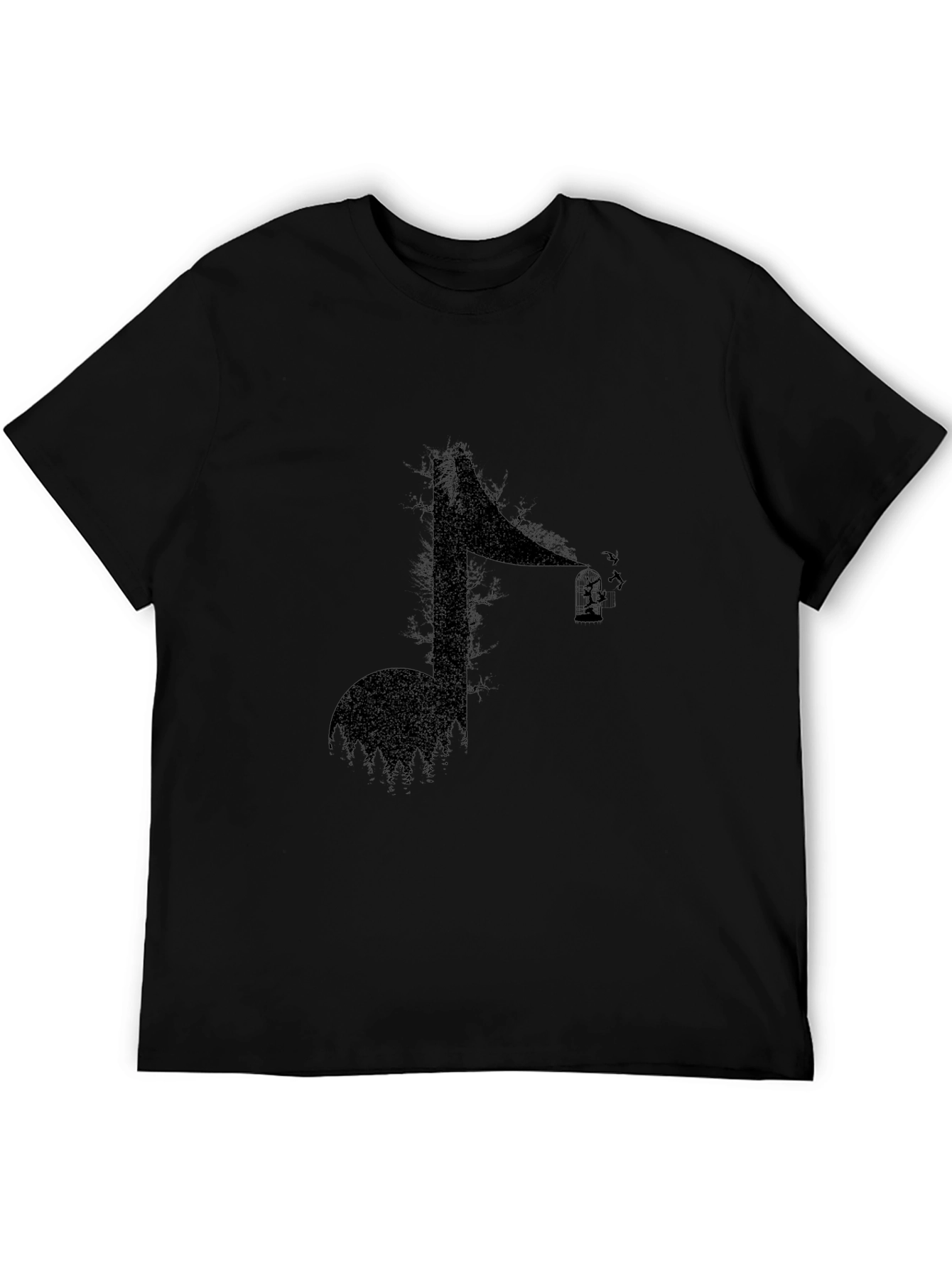 Abstract Music Note Graphic Tee - Black