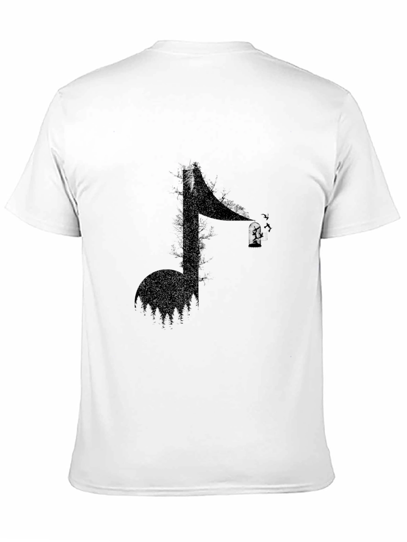 Abstract Music Note Graphic Tee - Black