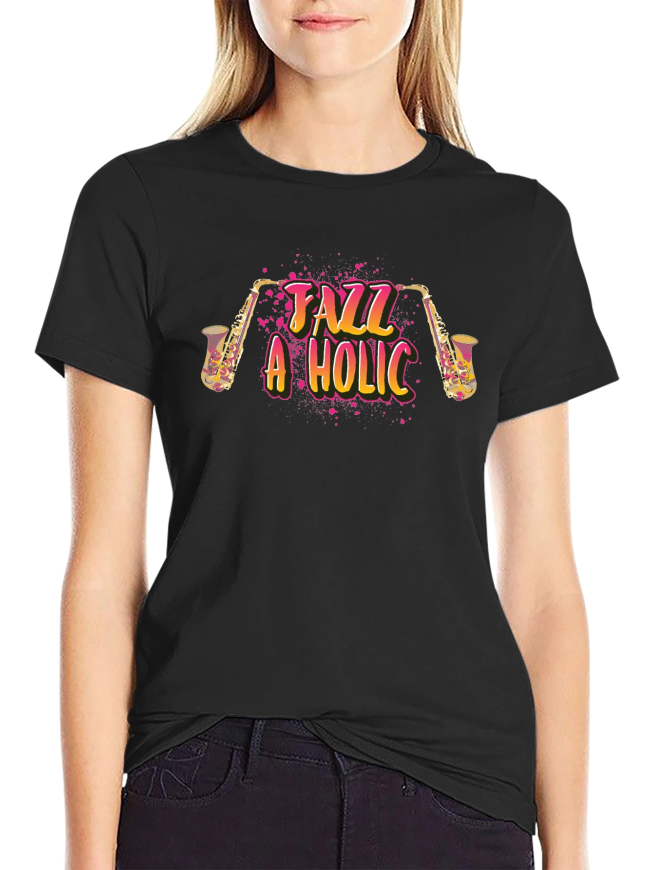 Jazz-A-Holic Black Graphic Tee