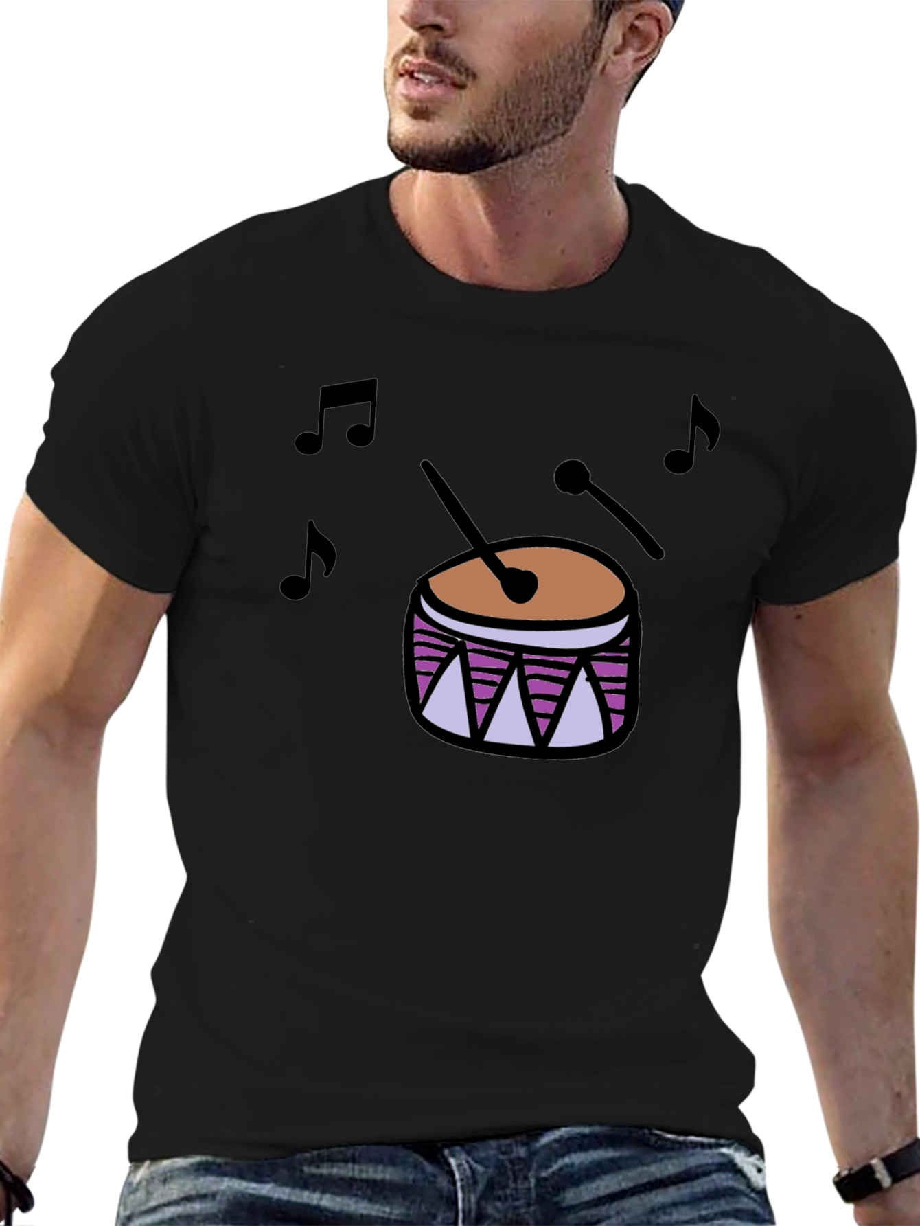 Drum Music T-Shirt - Black Cotton Tee