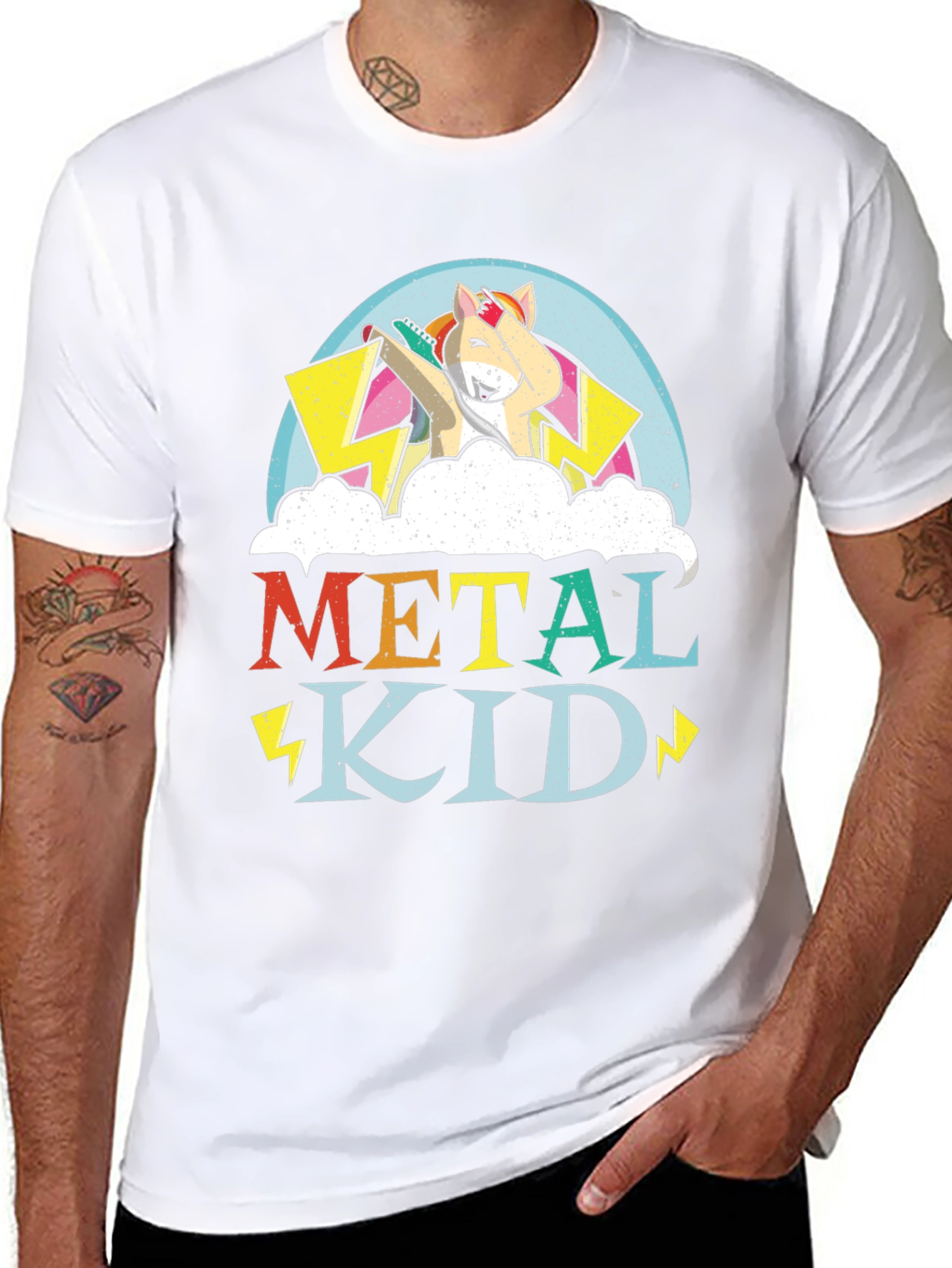 Metal Kid Unicorn Dab Graphic T-Shirt