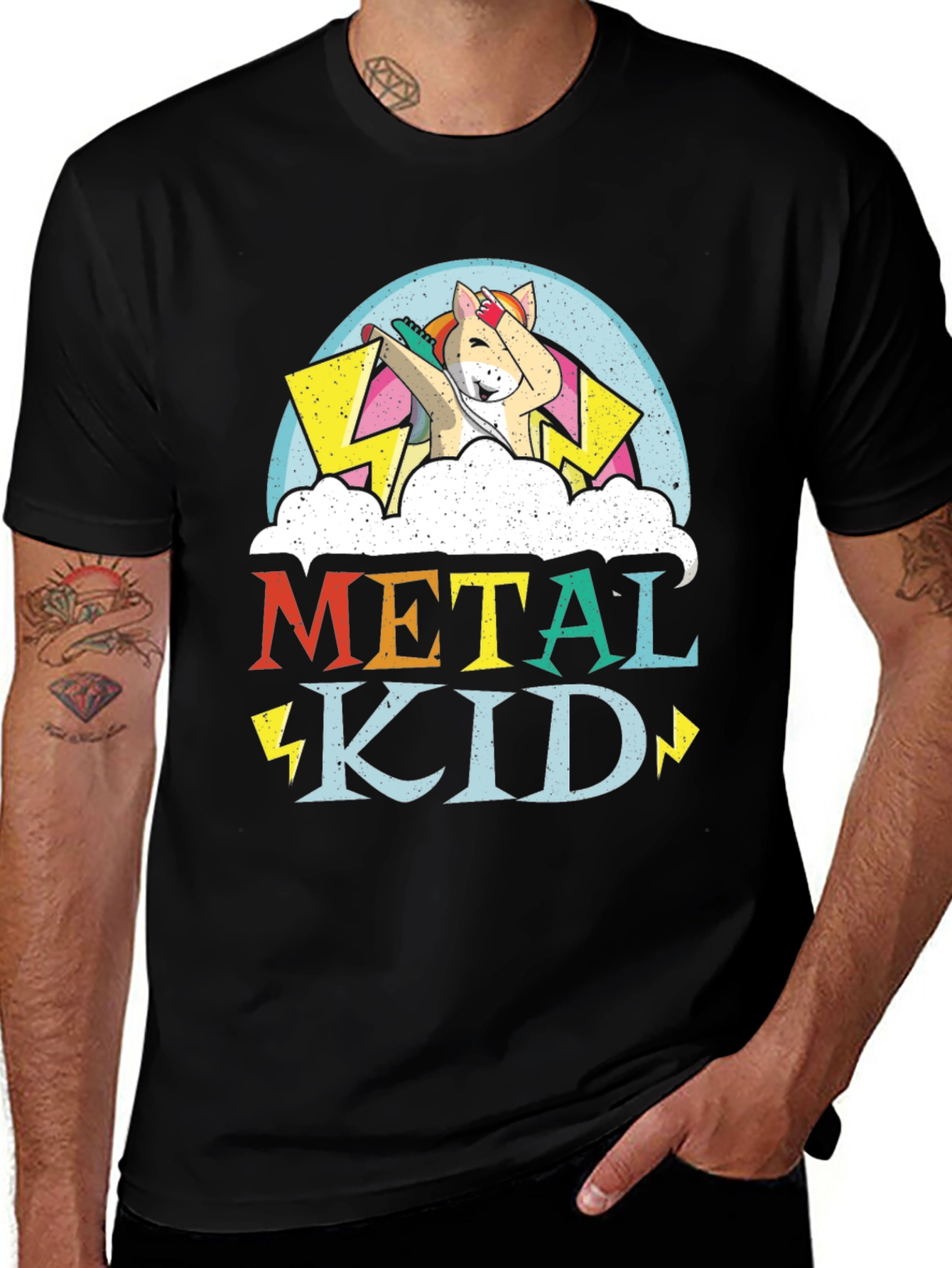 Metal Kid Unicorn Dab Graphic T-Shirt