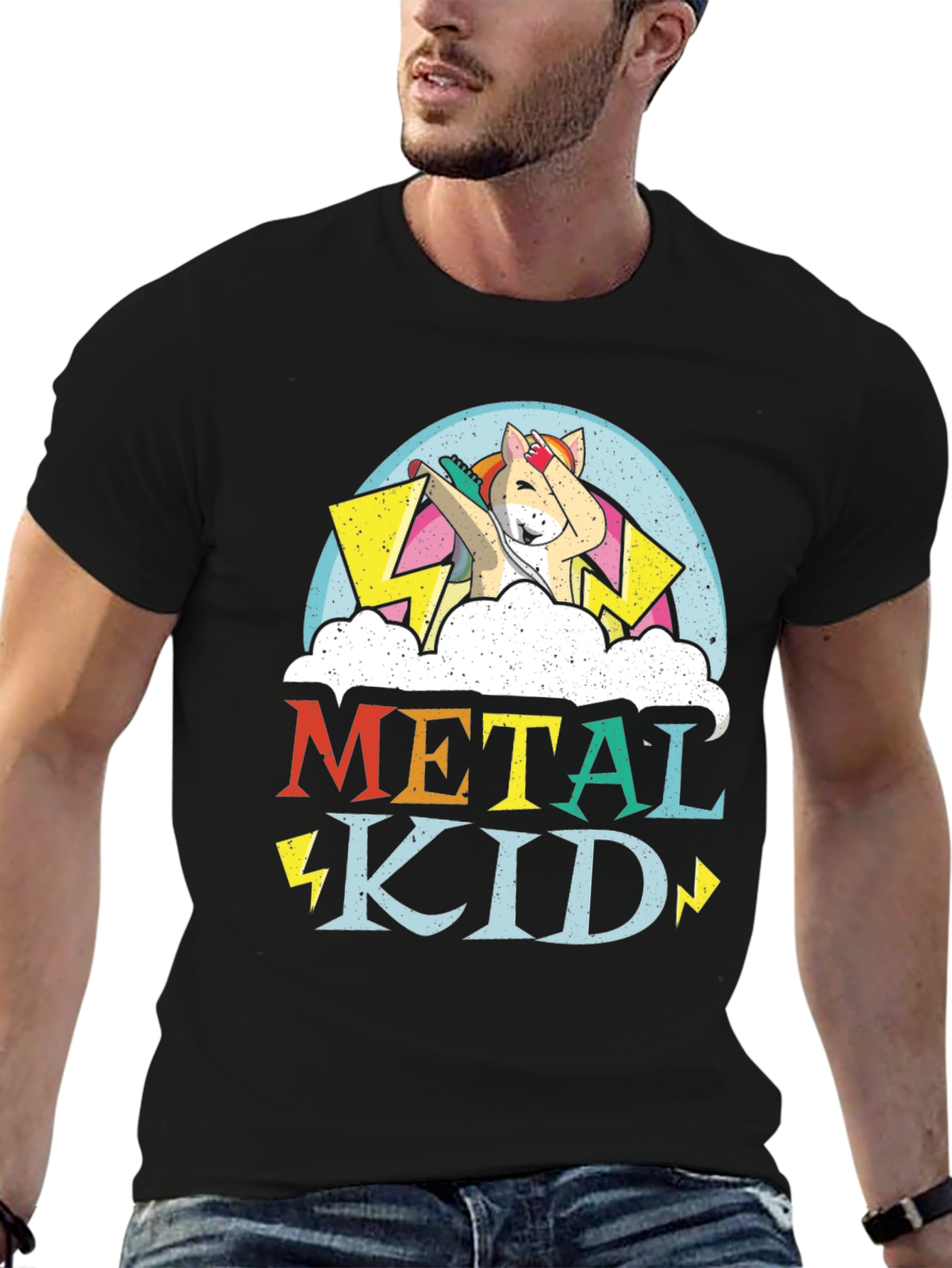 Metal Kid Unicorn Dab Graphic T-Shirt