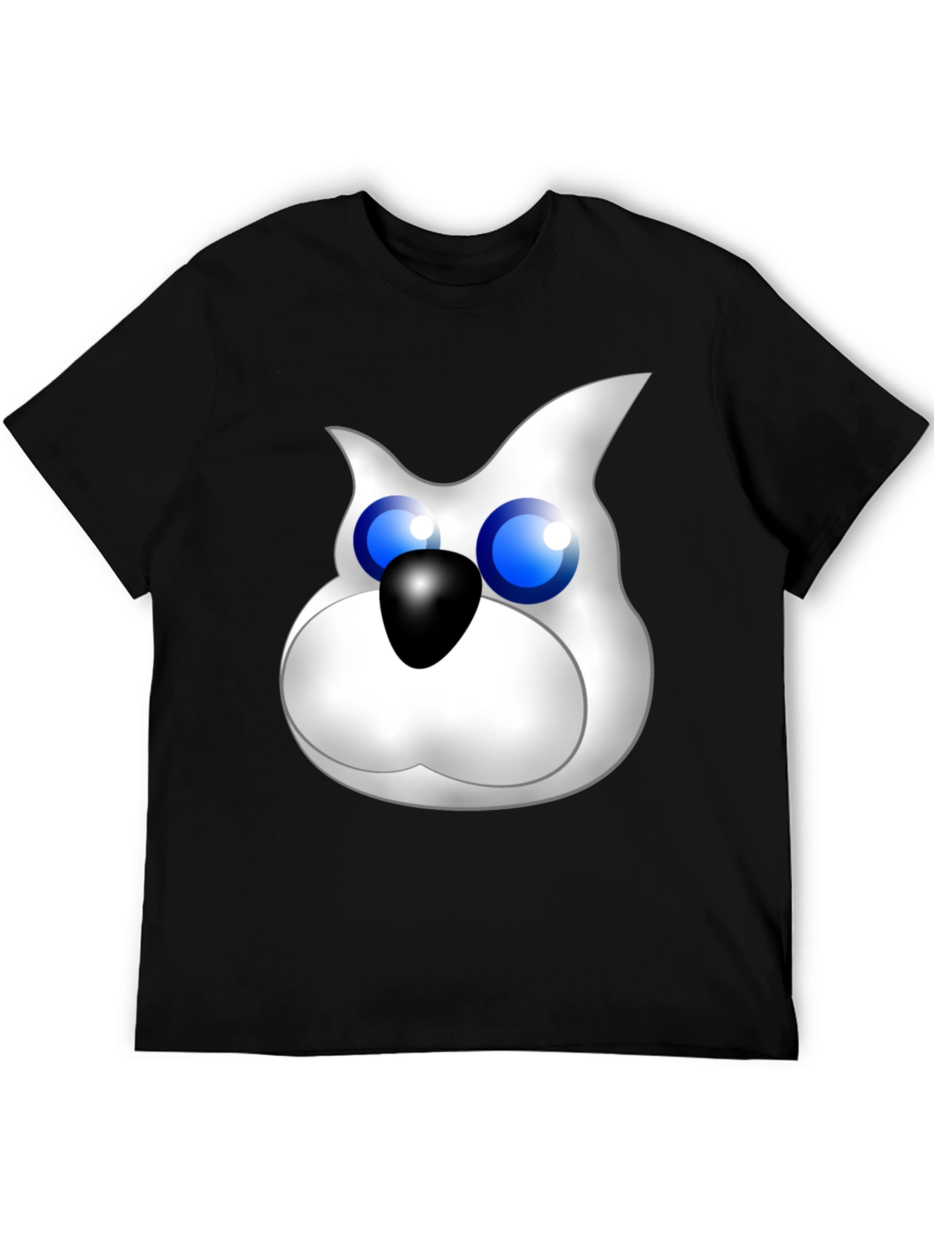Cartoon Cat Face Graphic Tee - Black Unisex Shirt