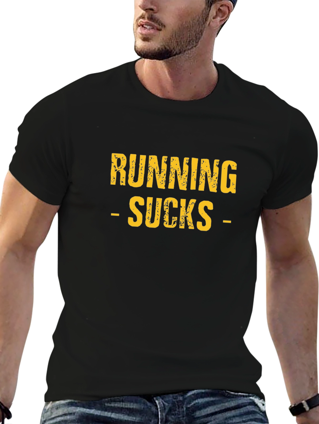 Running Sucks Graphic Tee - Black Cotton T-Shirt