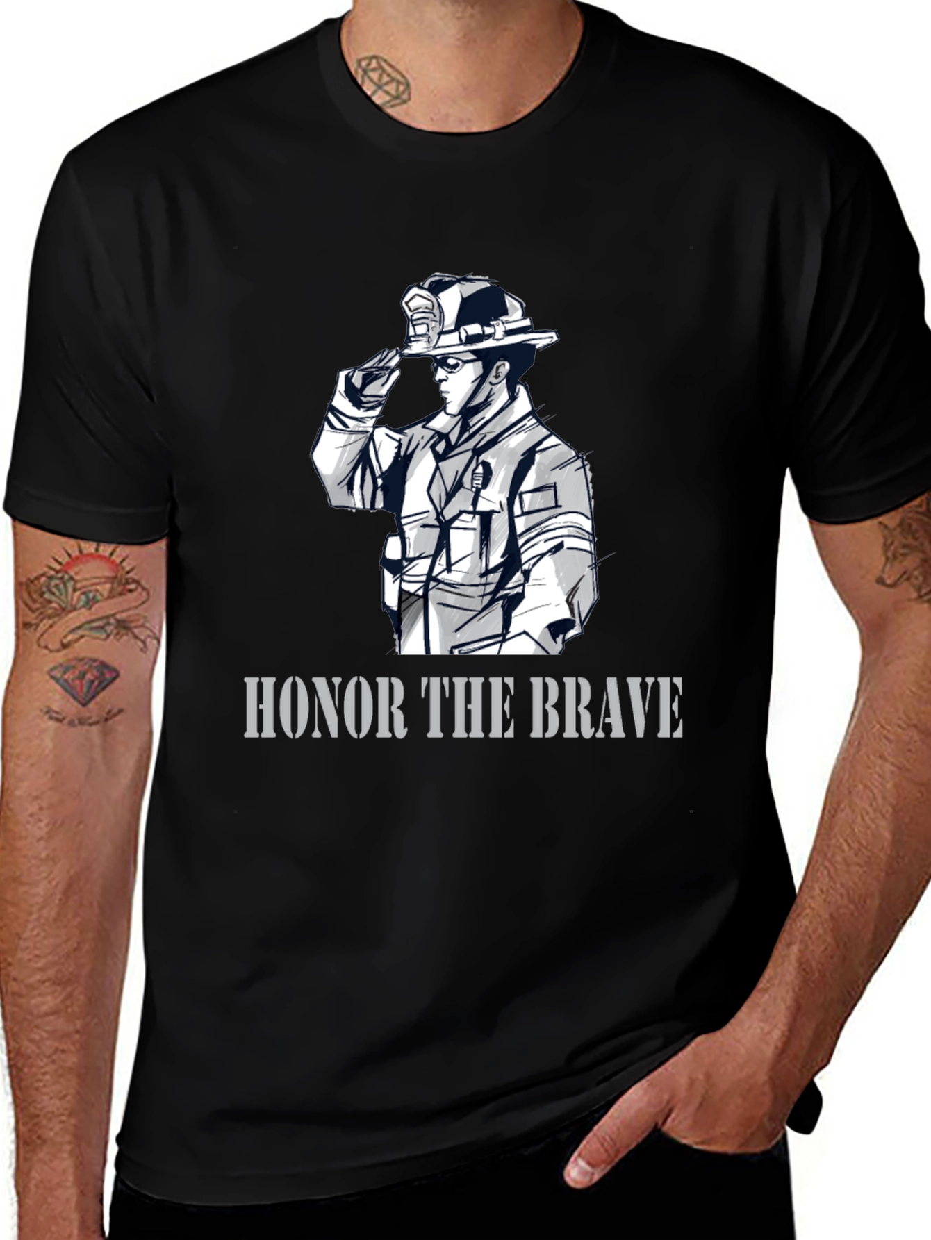 Honor The Brave Firefighter Graphic T-Shirt