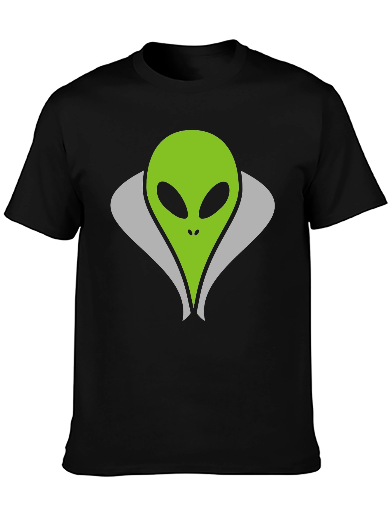 Alien Head Graphic Tee - Black Cotton T-Shirt
