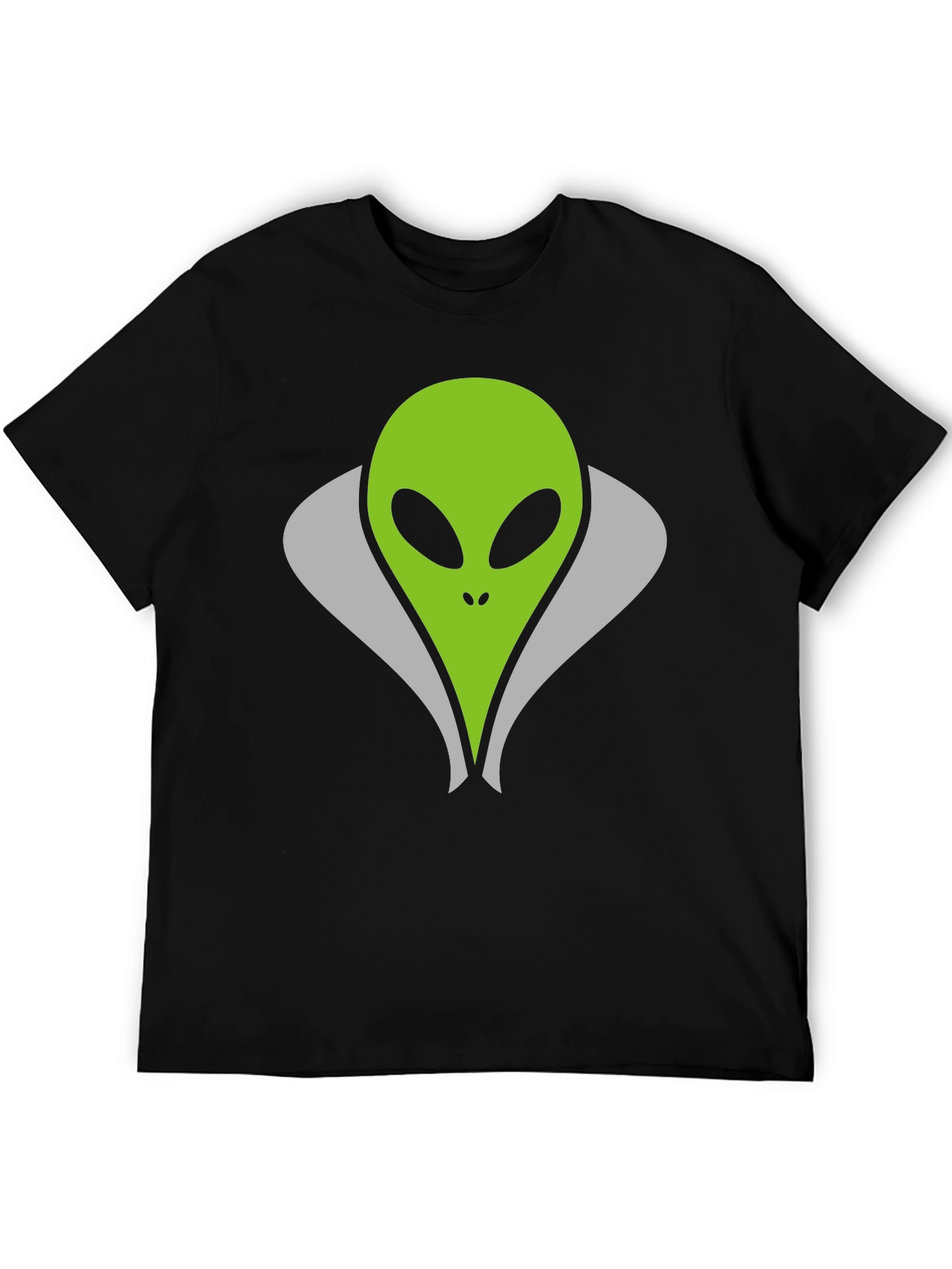 Alien Head Graphic Tee - Black Cotton T-Shirt