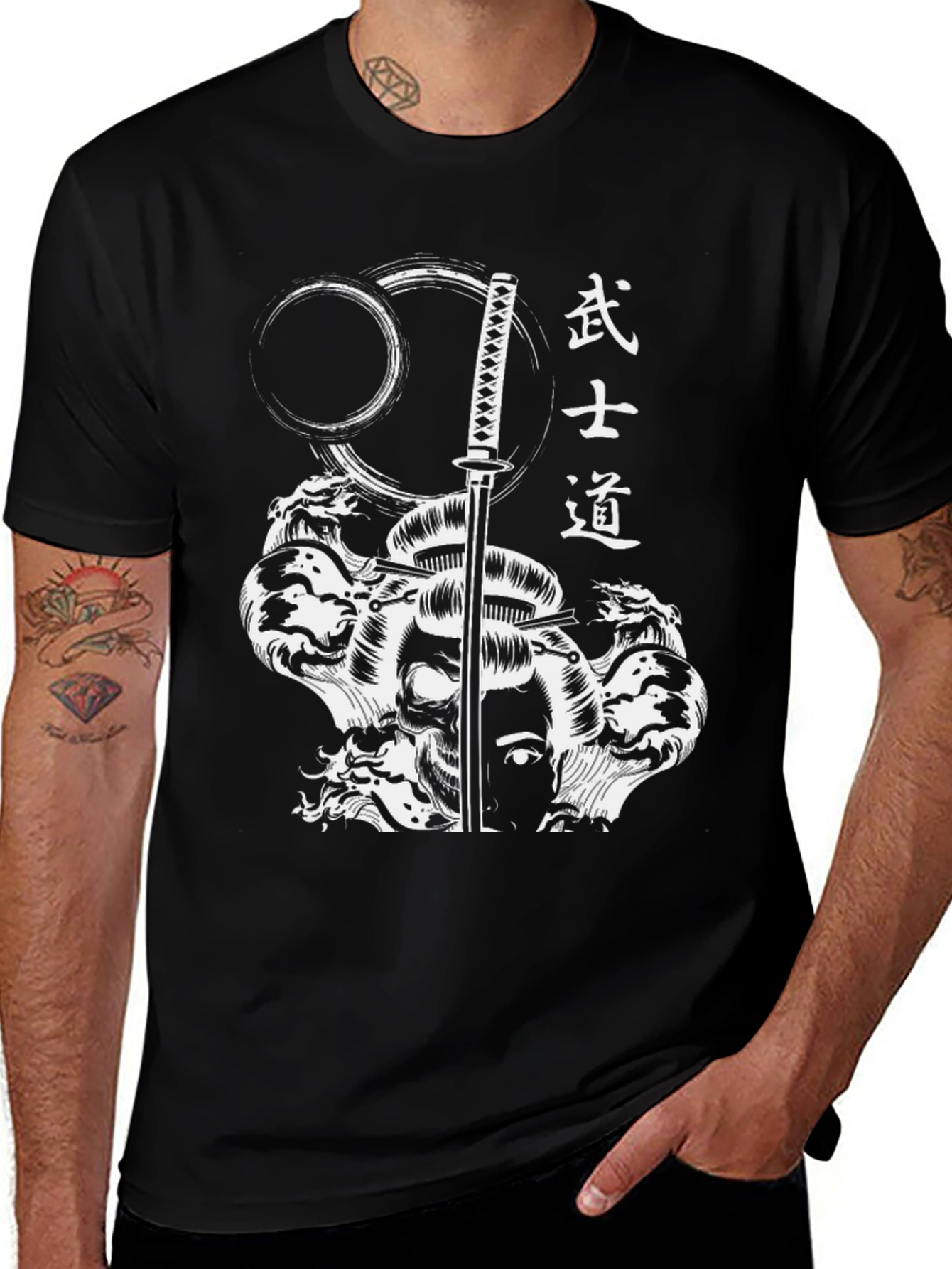 Samurai Sword Graphic Black T-Shirt