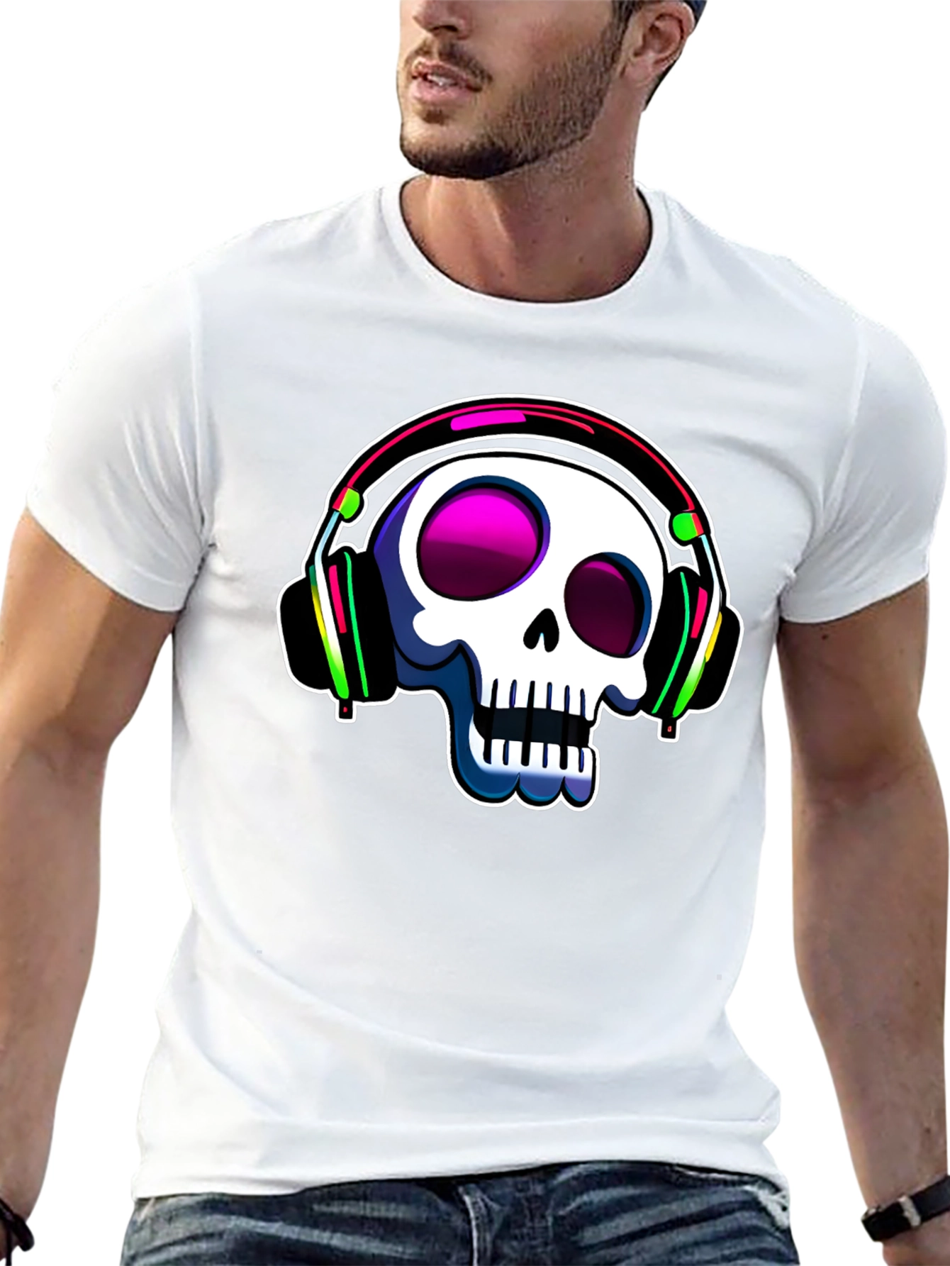 Skull with Headphones Graphic Tee