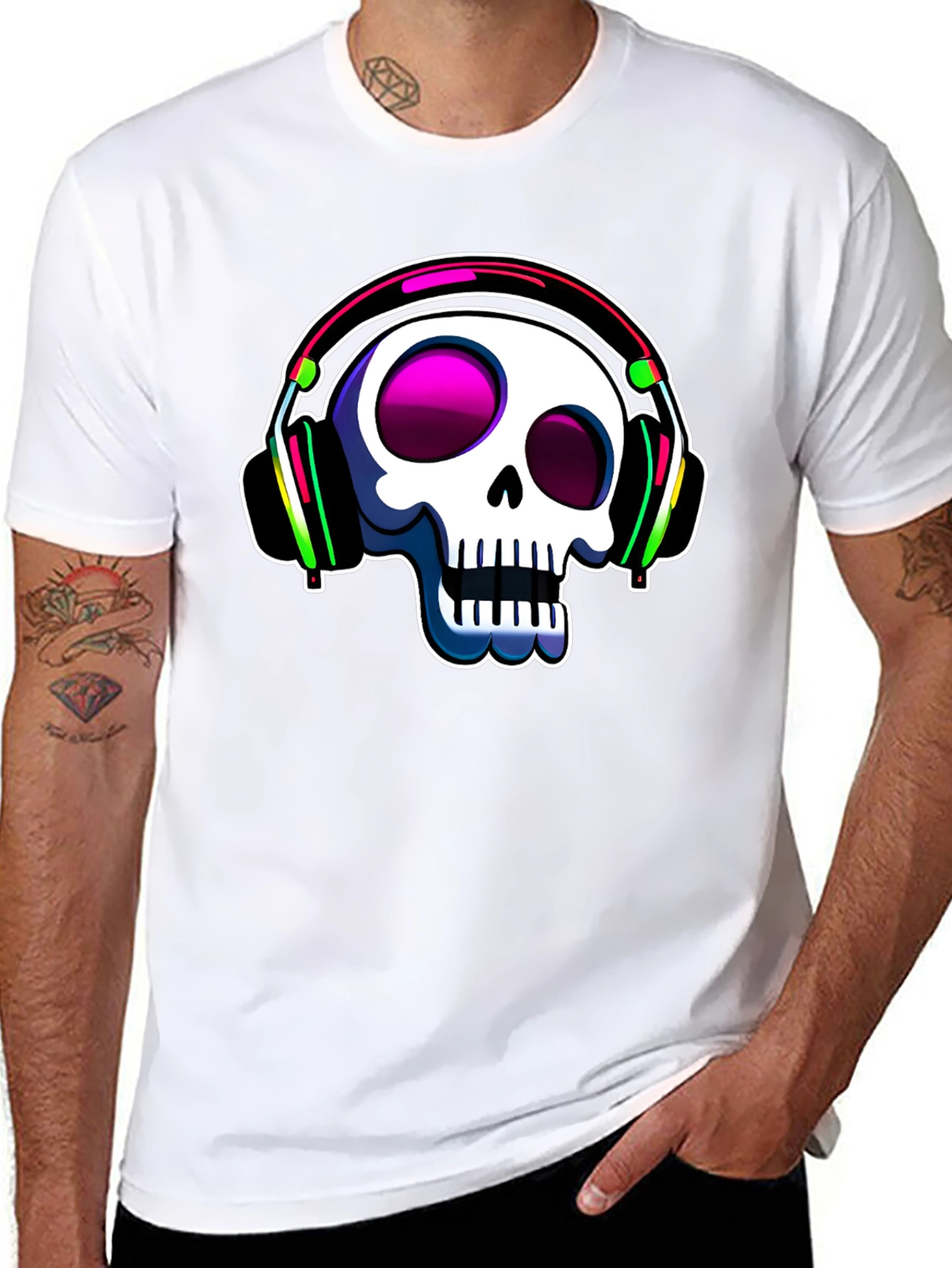 Skull with Headphones Graphic Tee