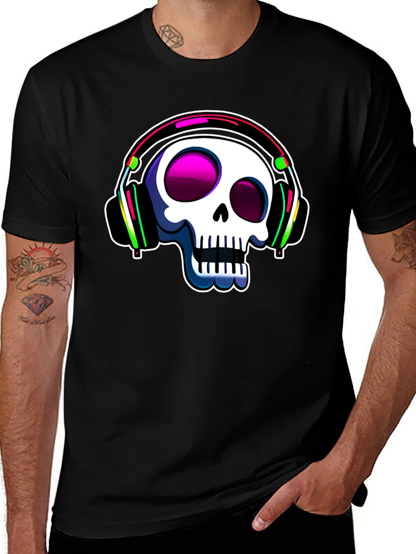 Skull with Headphones Graphic Tee