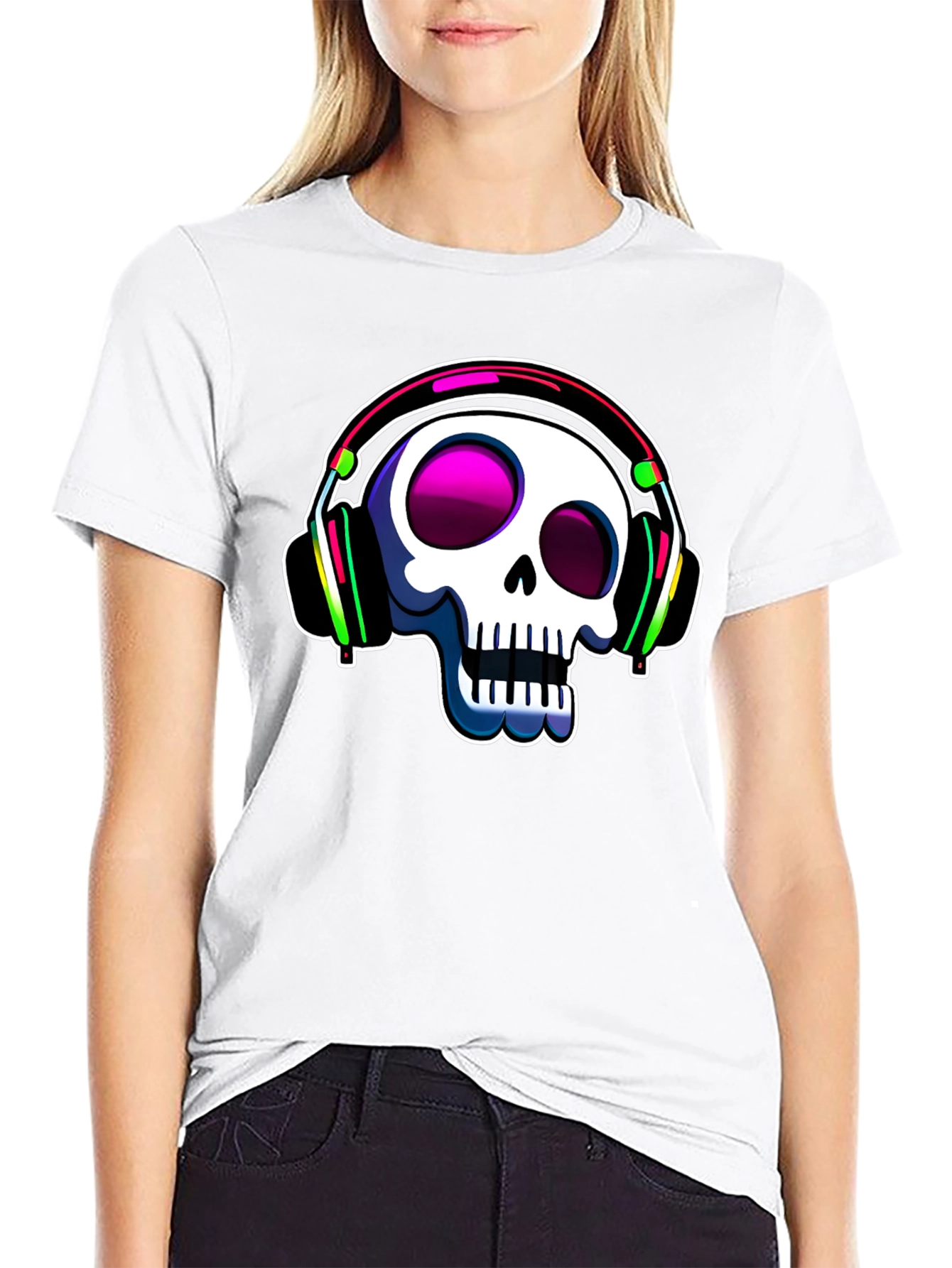 Skull with Headphones Graphic Tee
