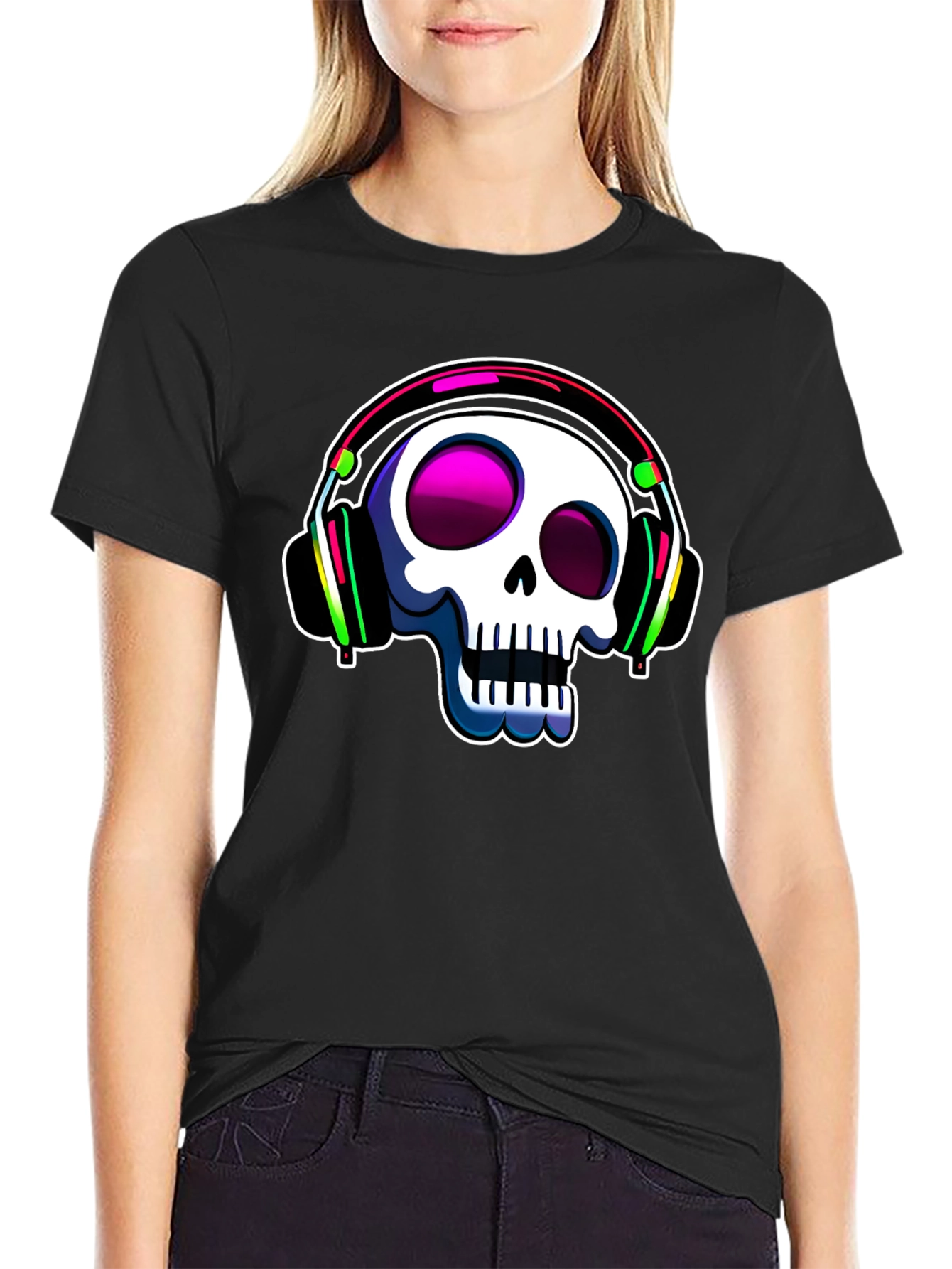 Skull with Headphones Graphic Tee