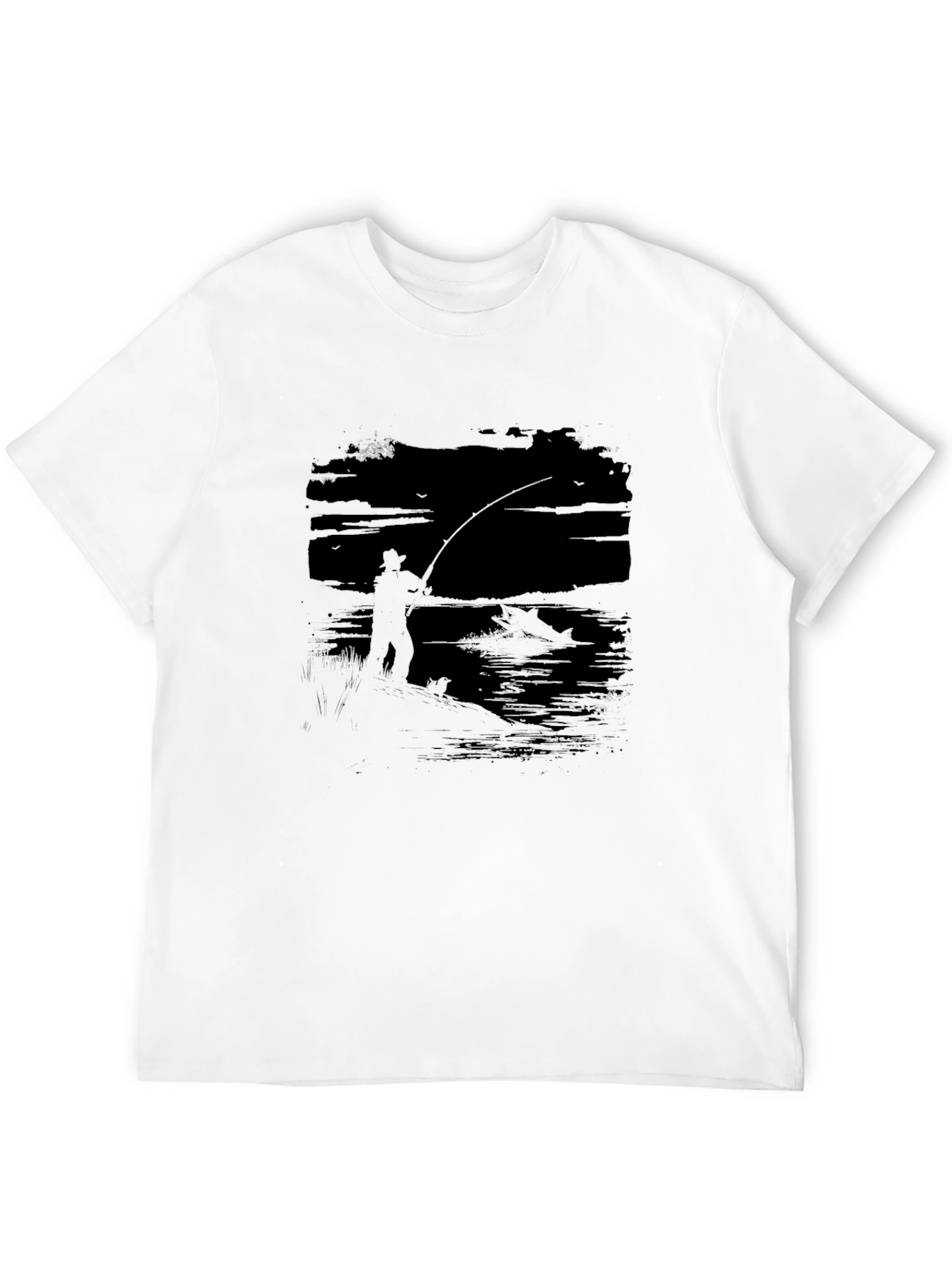 Fisherman Graphic Tee - Black Cotton T-Shirt