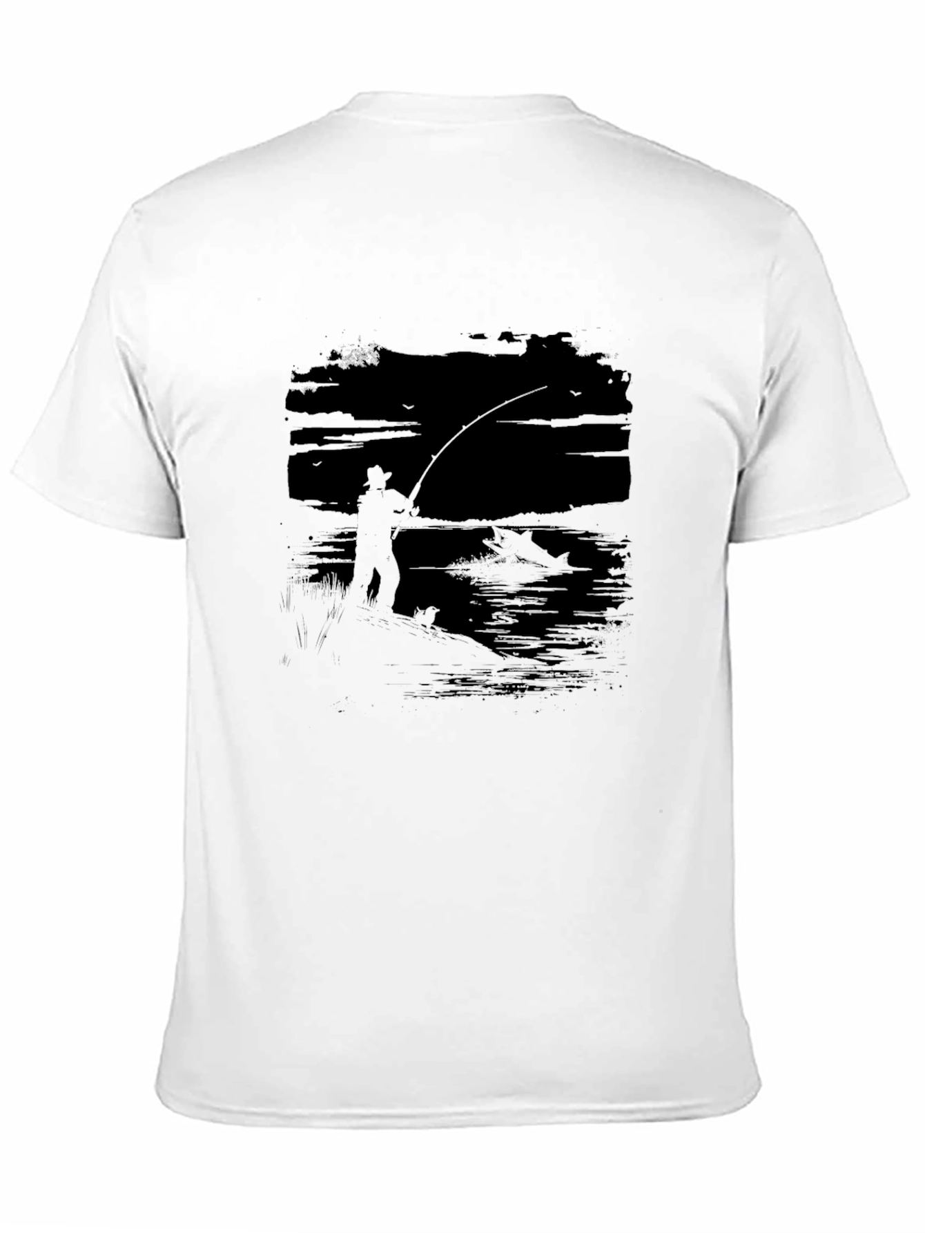 Fisherman Graphic Tee - Black Cotton T-Shirt