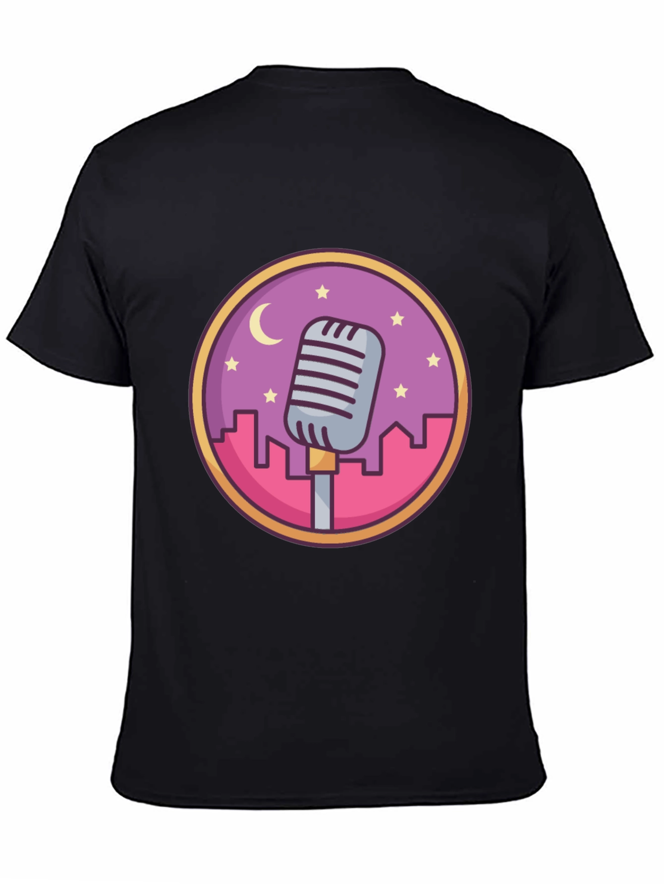 Retro Microphone Cityscape Graphic Tee