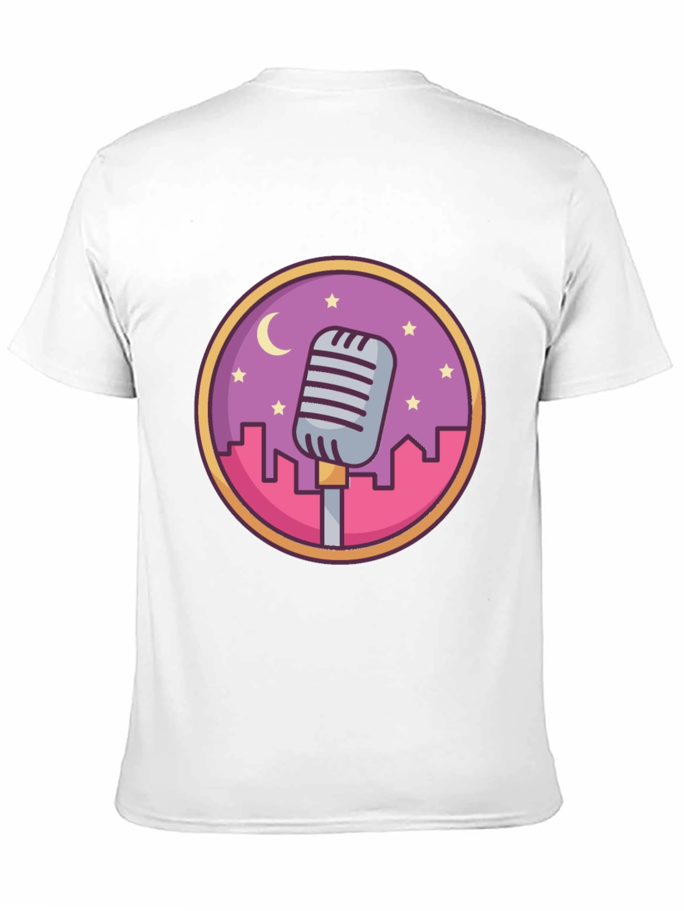 Retro Microphone Cityscape Graphic Tee