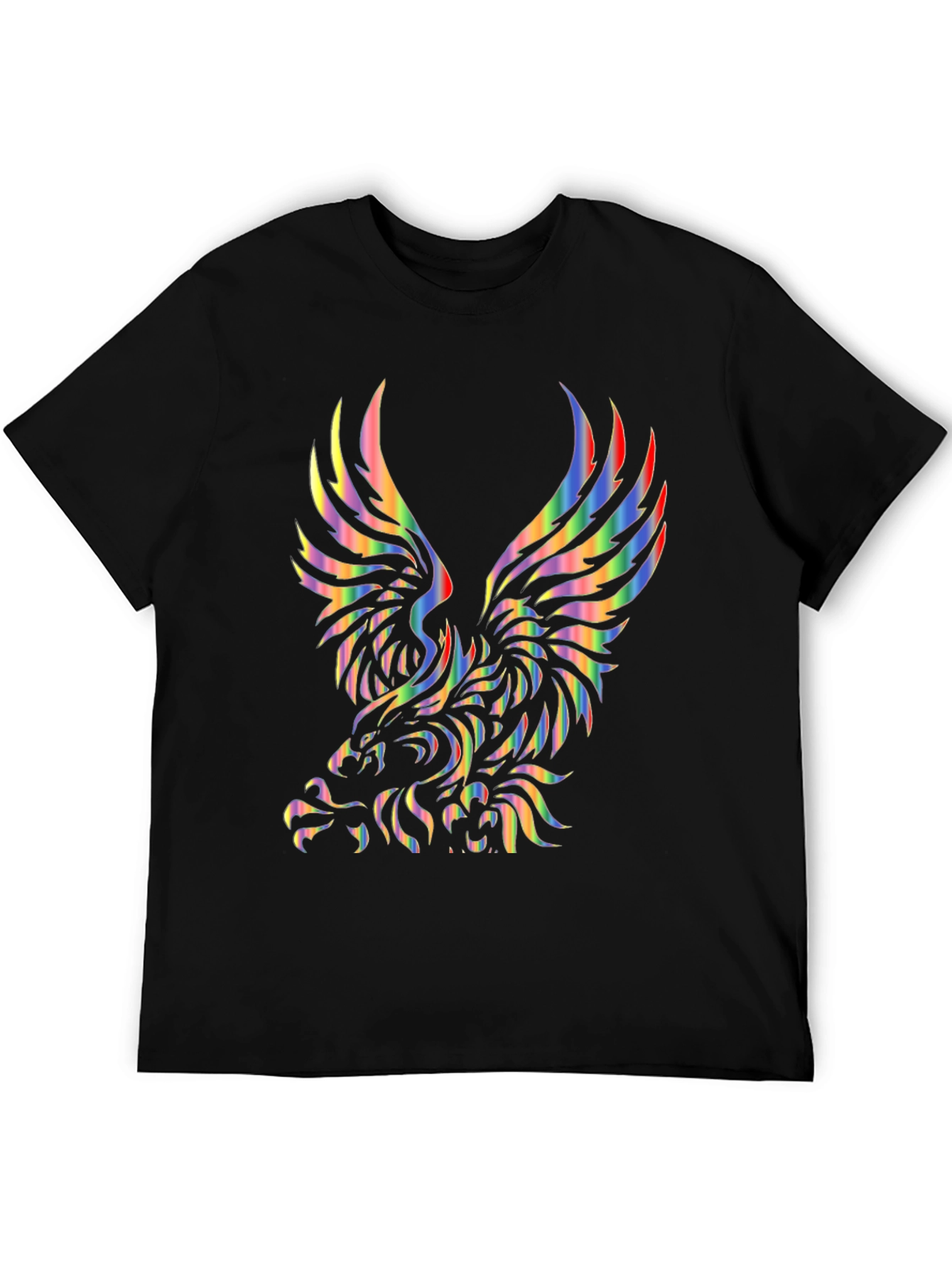 Rainbow Eagle Graphic Black T-Shirt