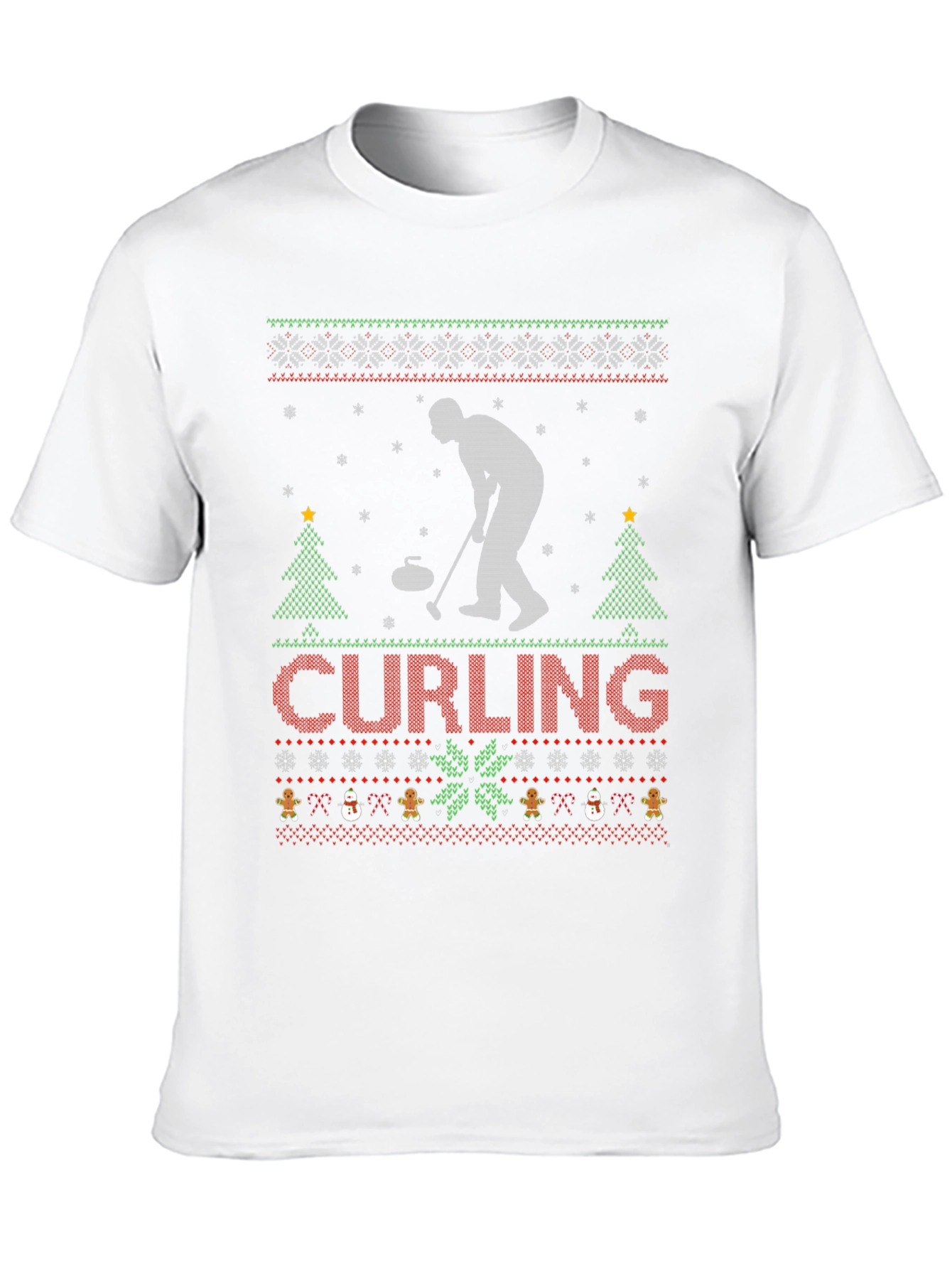 Curling Christmas Ugly Sweater Style T-Shirt