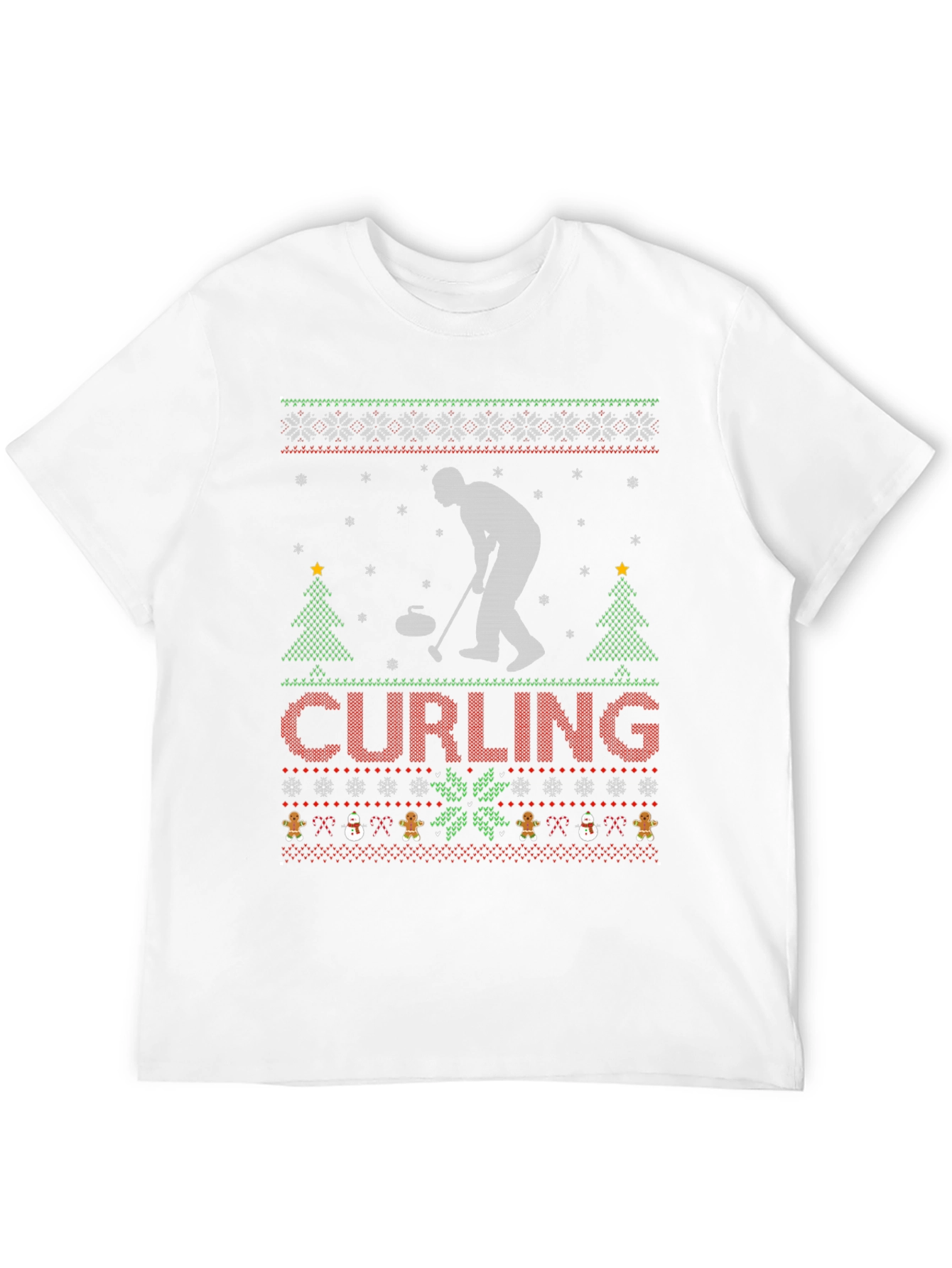 Curling Christmas Ugly Sweater Style T-Shirt